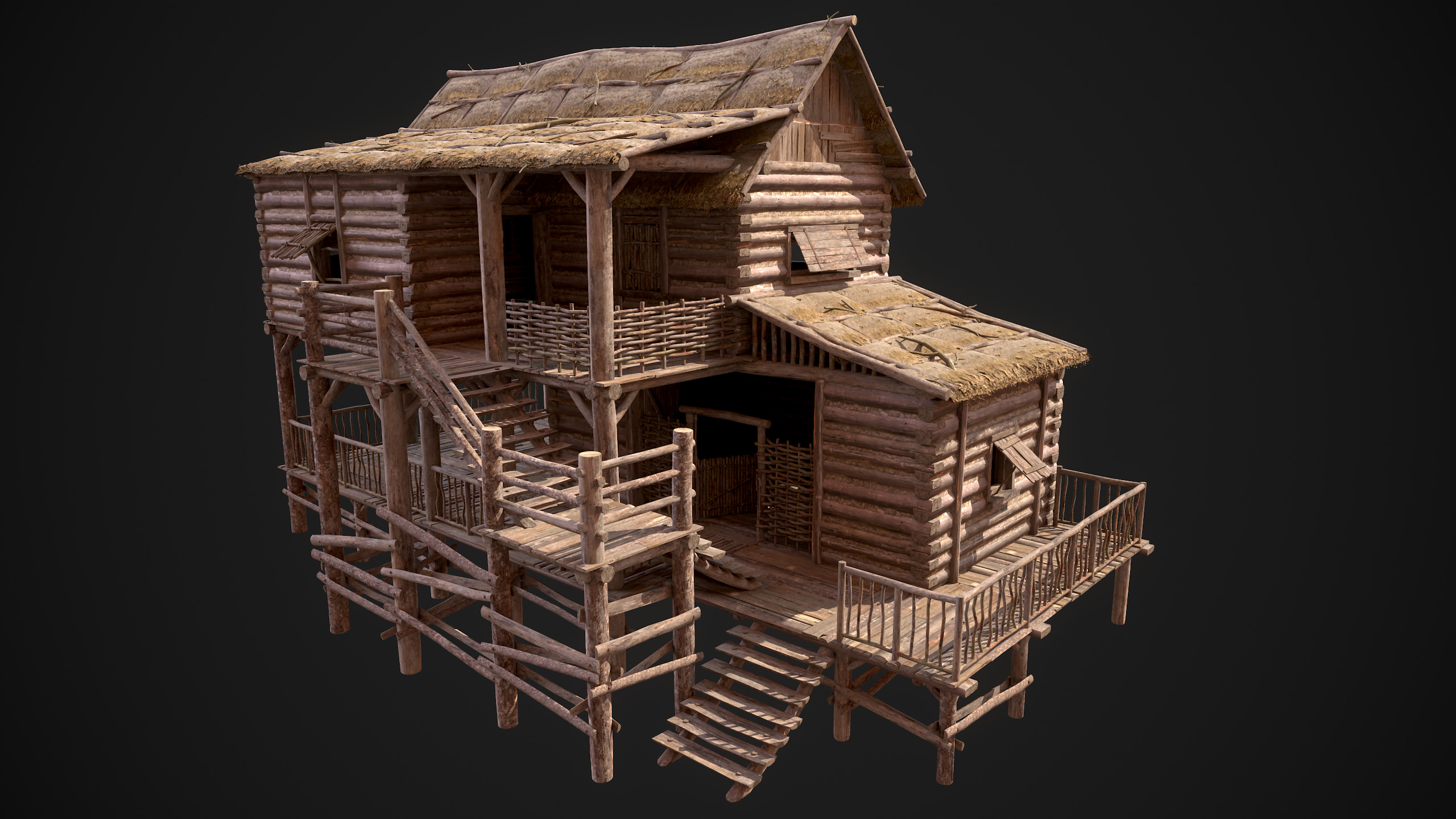 Modular Log Cabins Low-poly 3D model_56