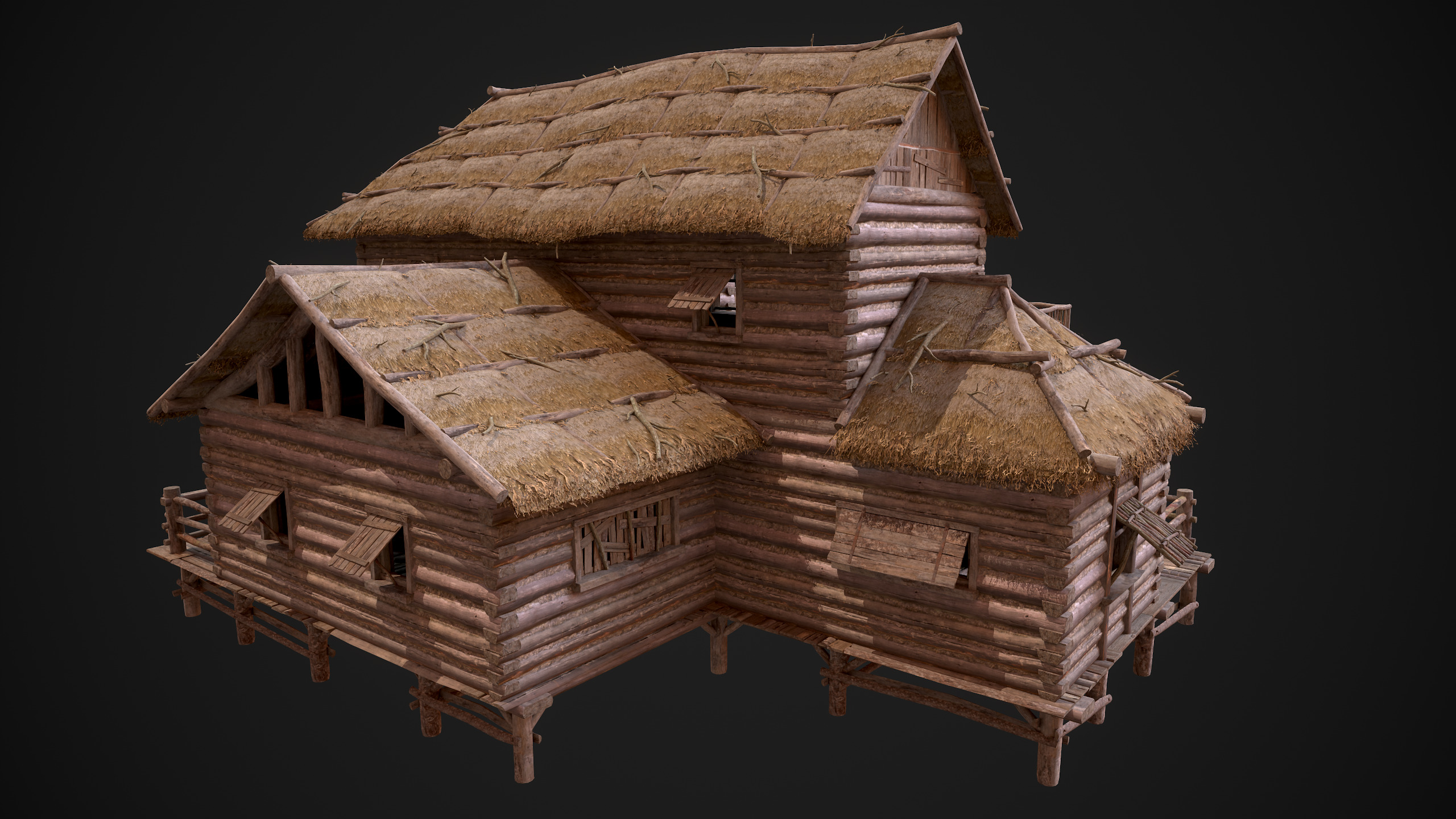 Modular Log Cabins Low-poly 3D model_53