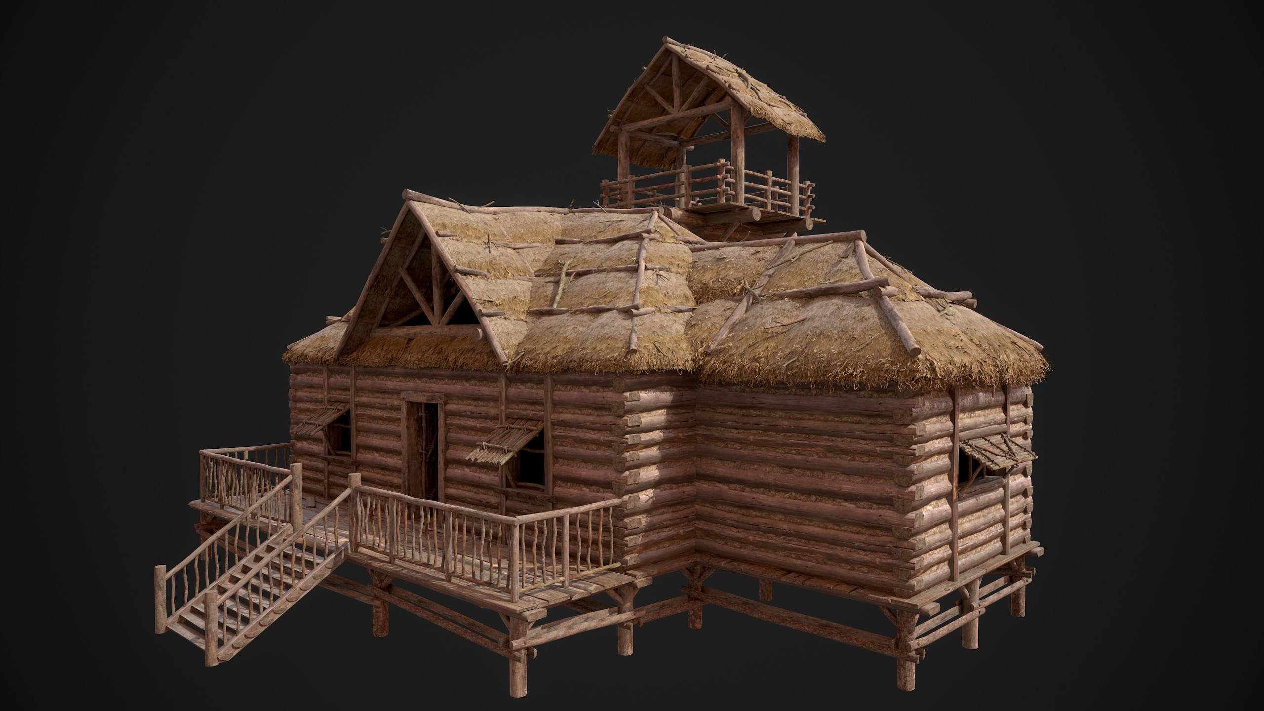 Modular Log Cabins Low-poly 3D model_62