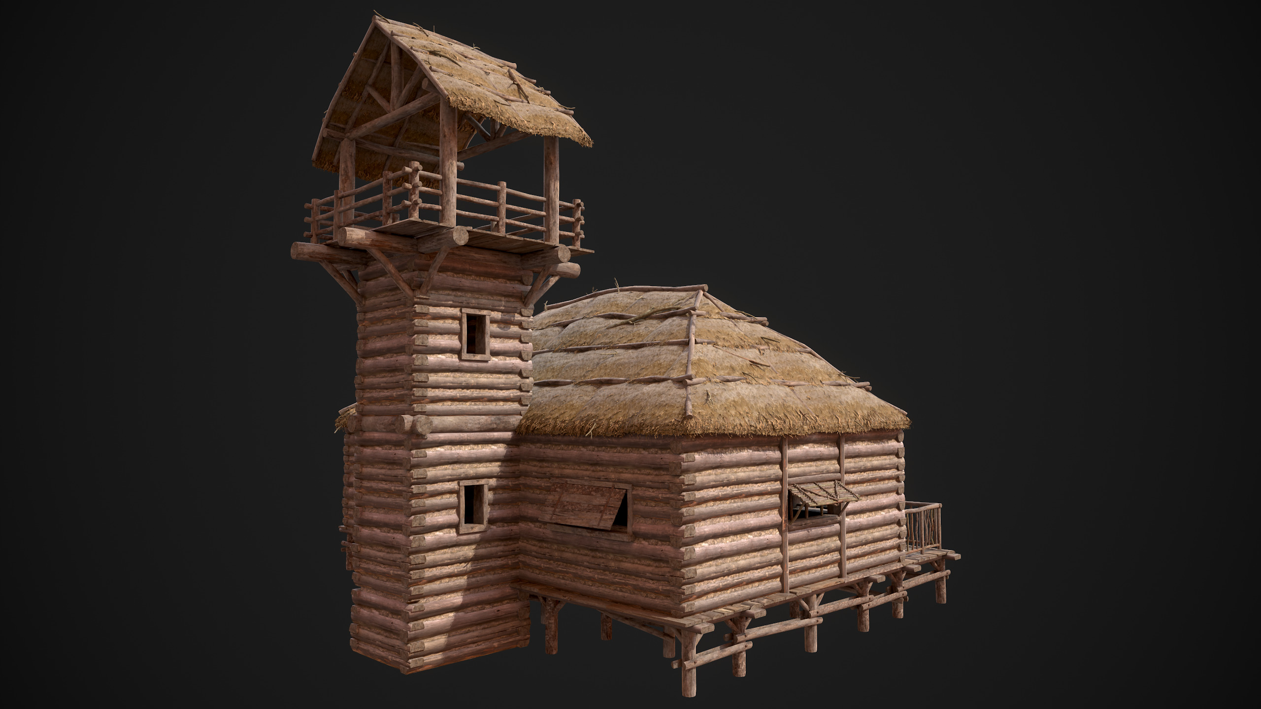 Modular Log Cabins Low-poly 3D model_60