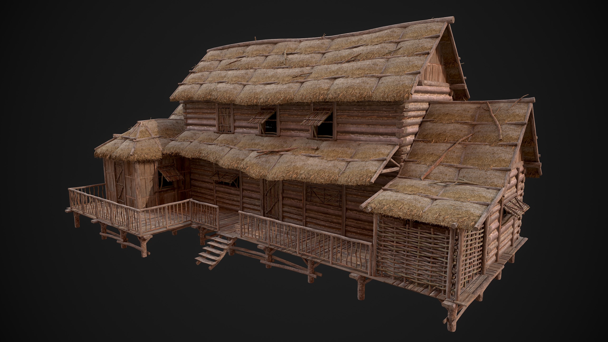 Modular Log Cabins Low-poly 3D model_22