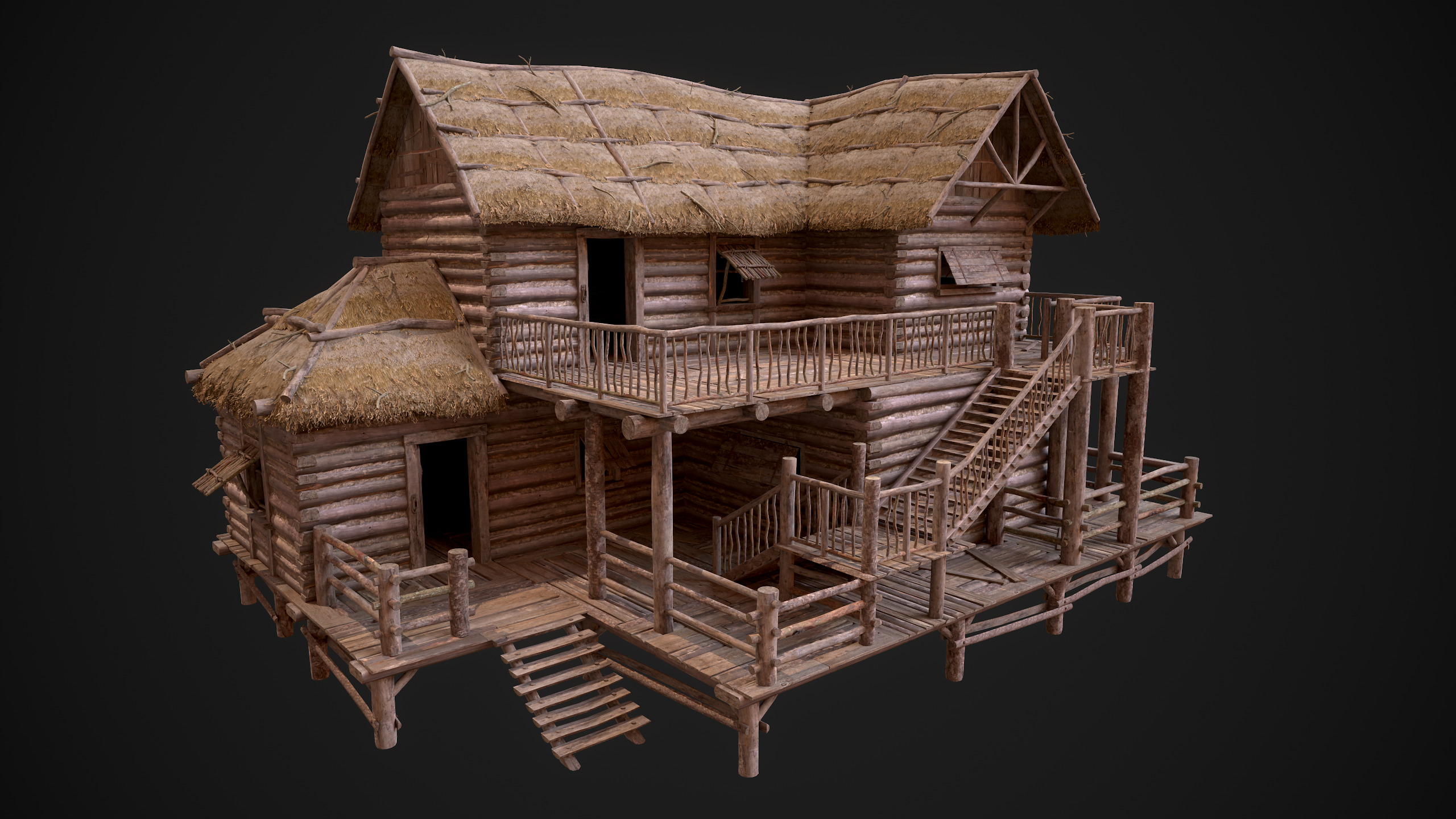 Modular Log Cabins Low-poly 3D model_52