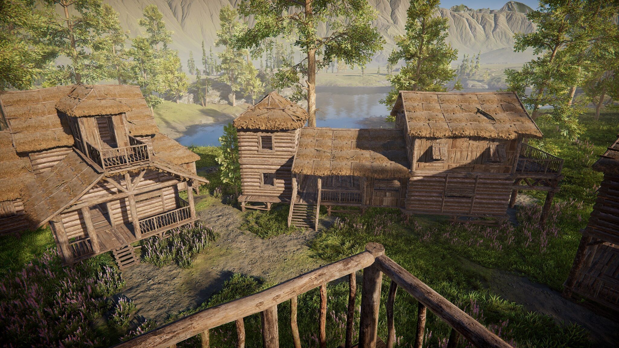 Modular Log Cabins Low-poly 3D model_17