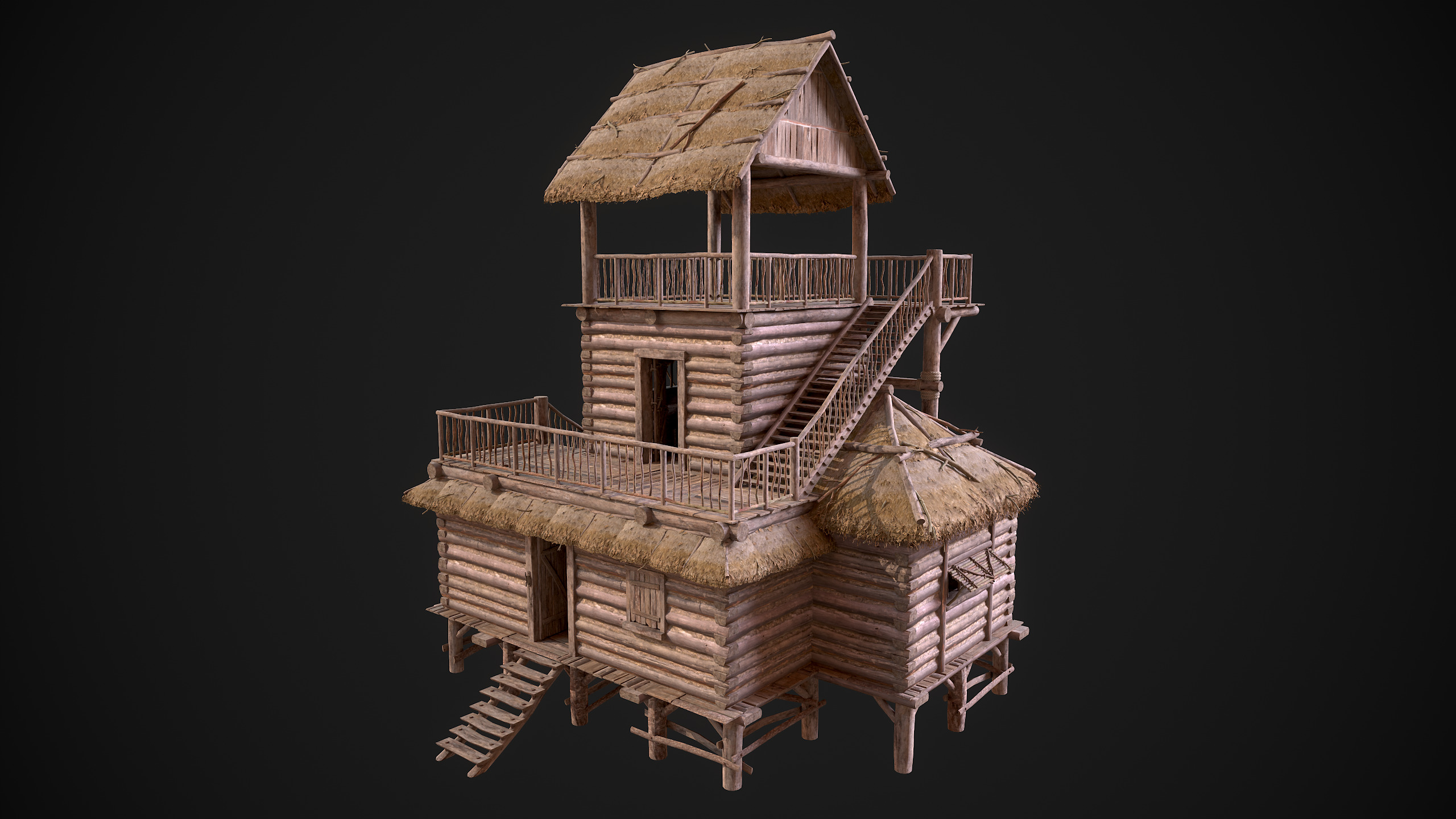 Modular Log Cabins Low-poly 3D model_43