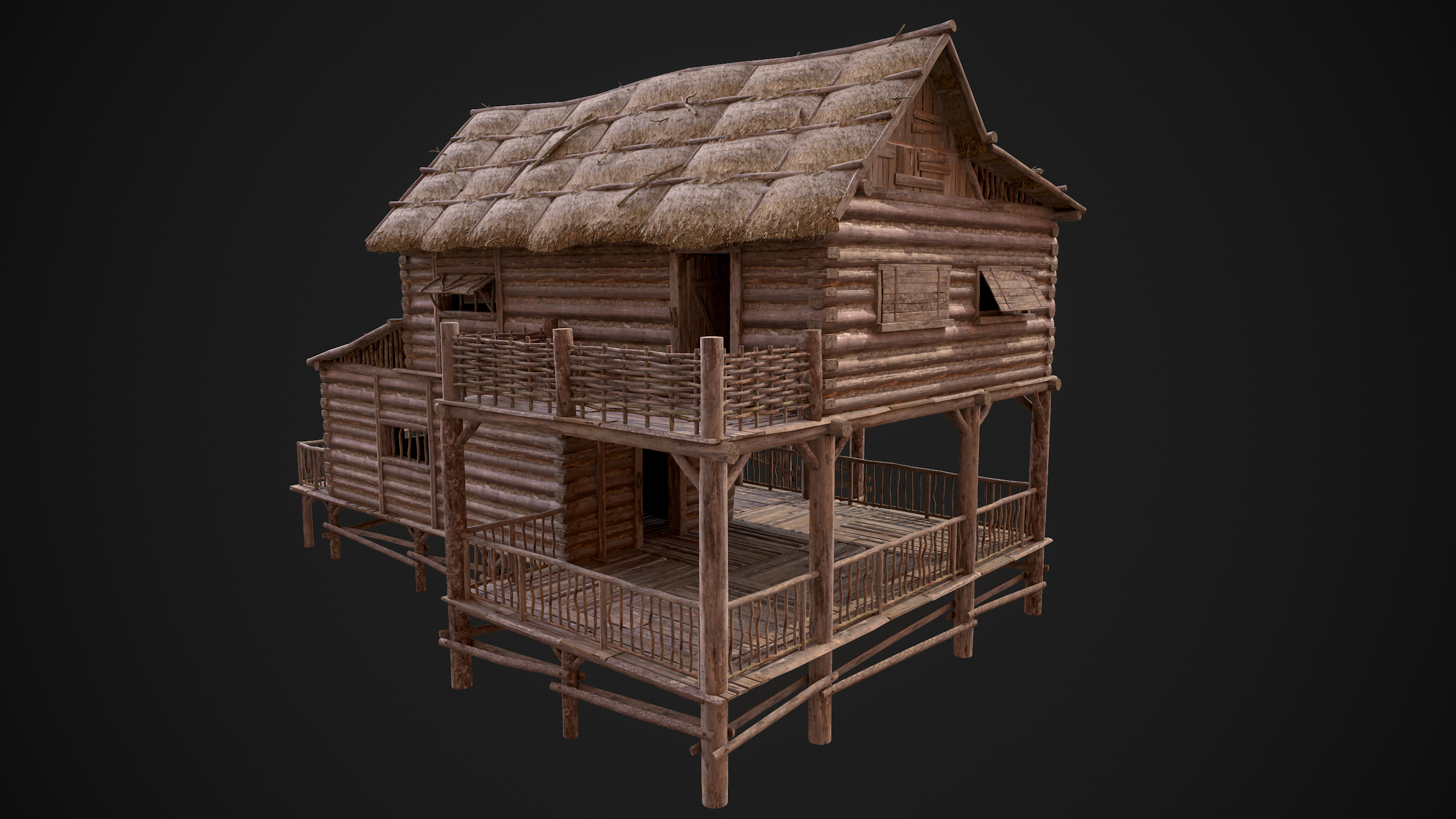Modular Log Cabins Low-poly 3D model_59