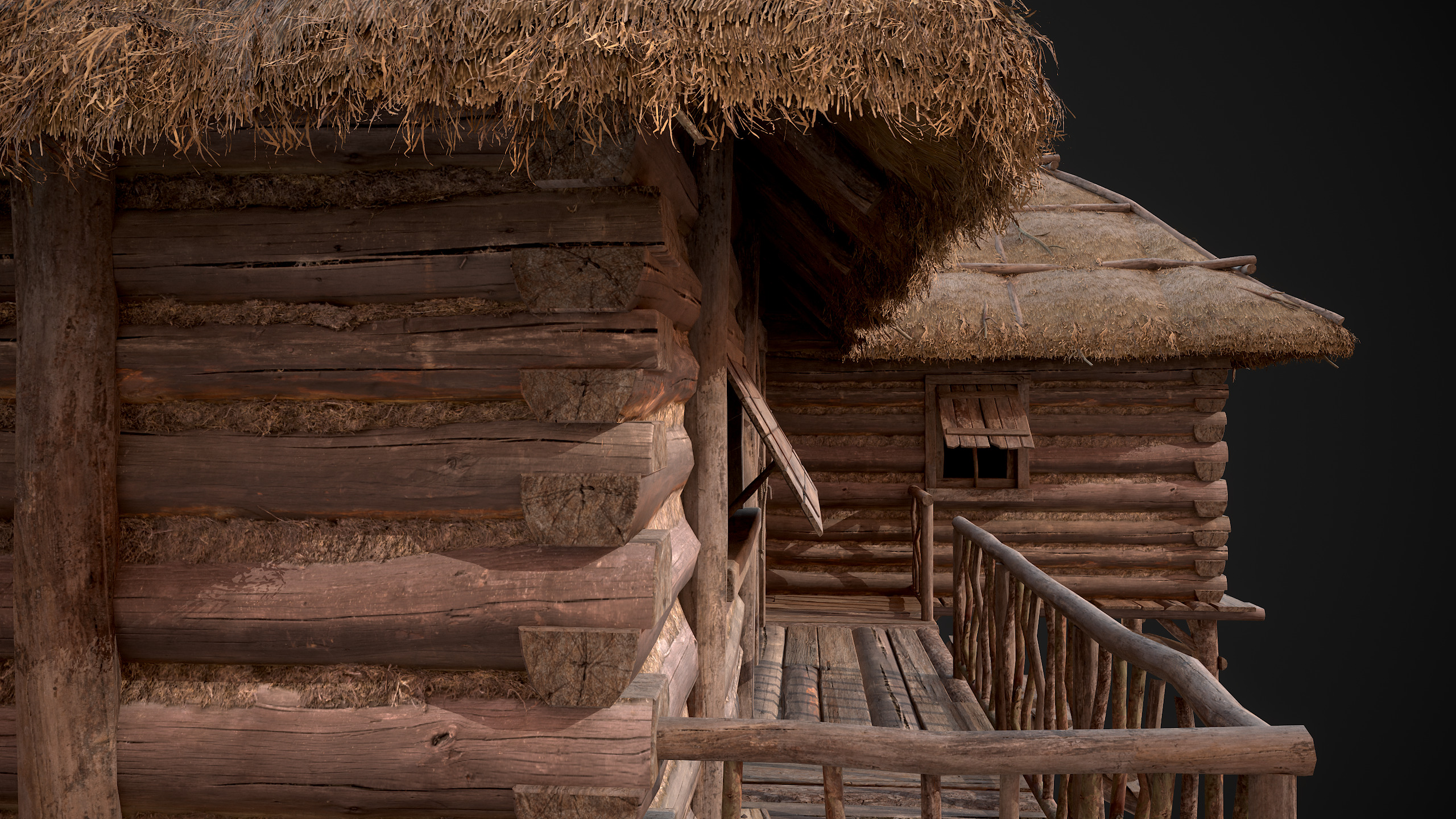 Modular Log Cabins Low-poly 3D model_25