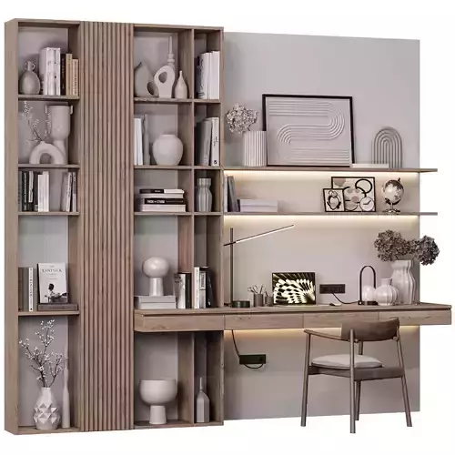 Modern Minimalist Study Unit with Shelves