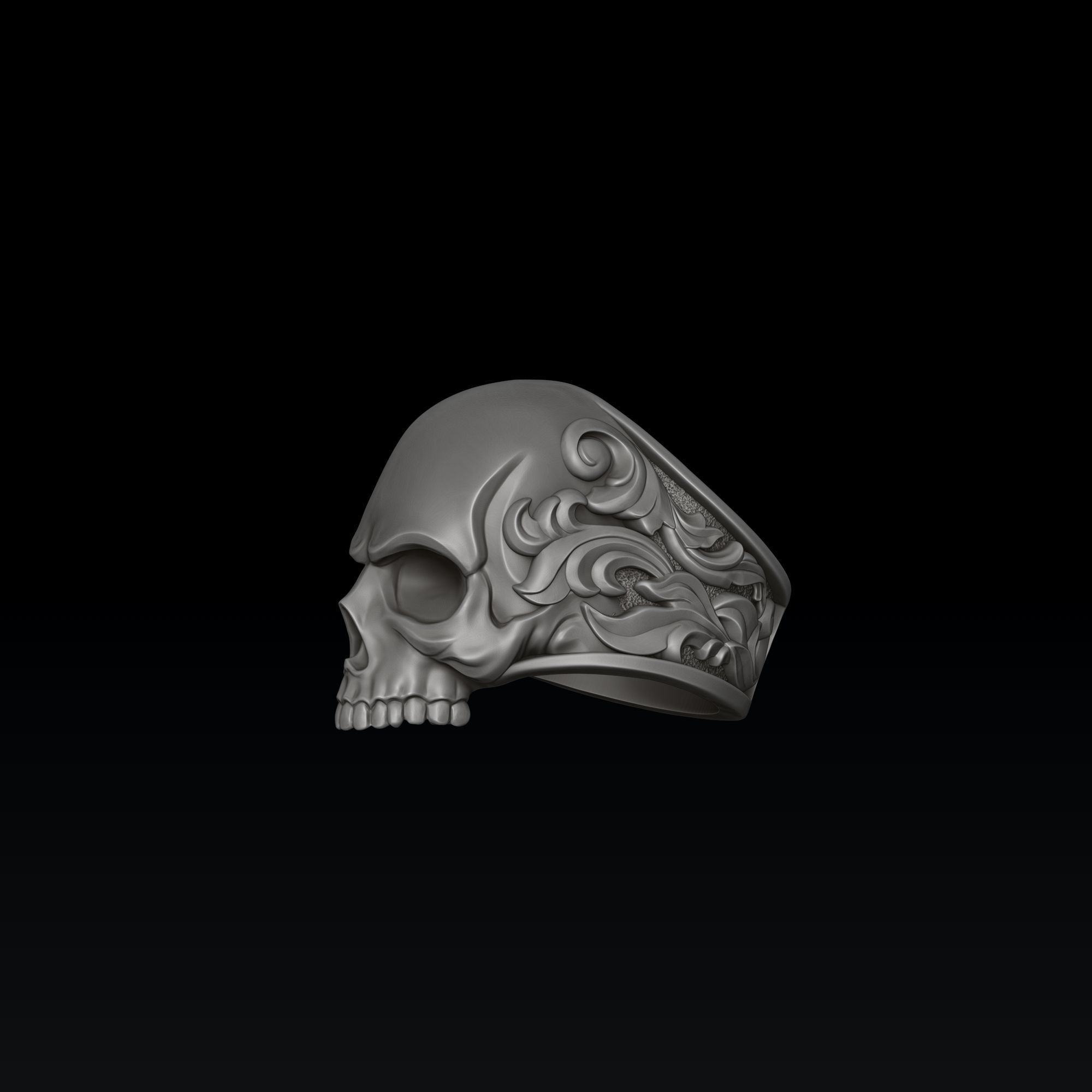 Ornamental Skull Ring 3D print model_3