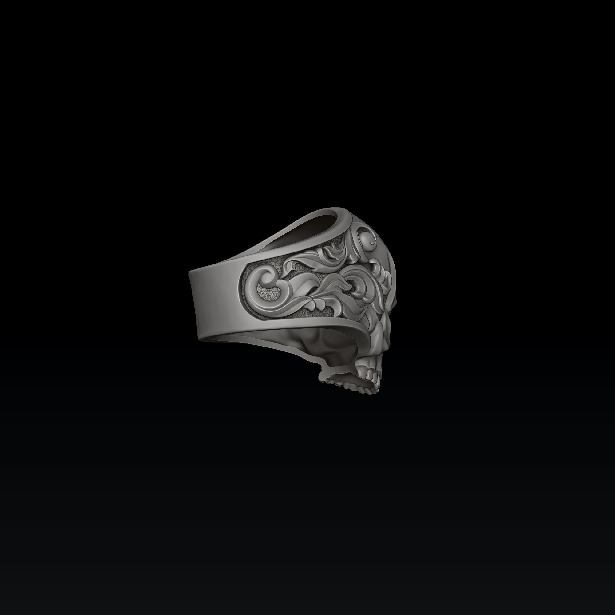 Ornamental Skull Ring 3D print model_6