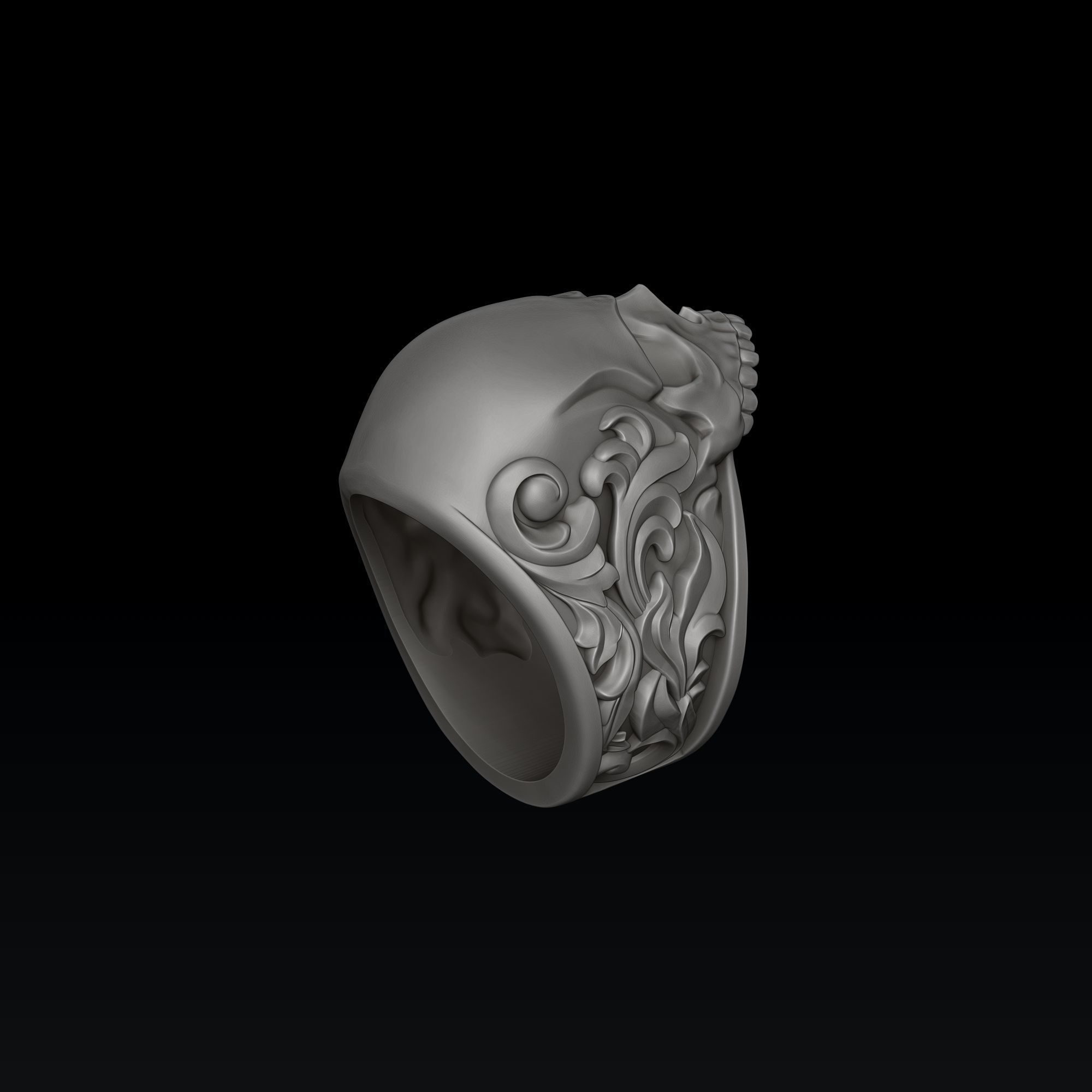 Ornamental Skull Ring 3D print model_4