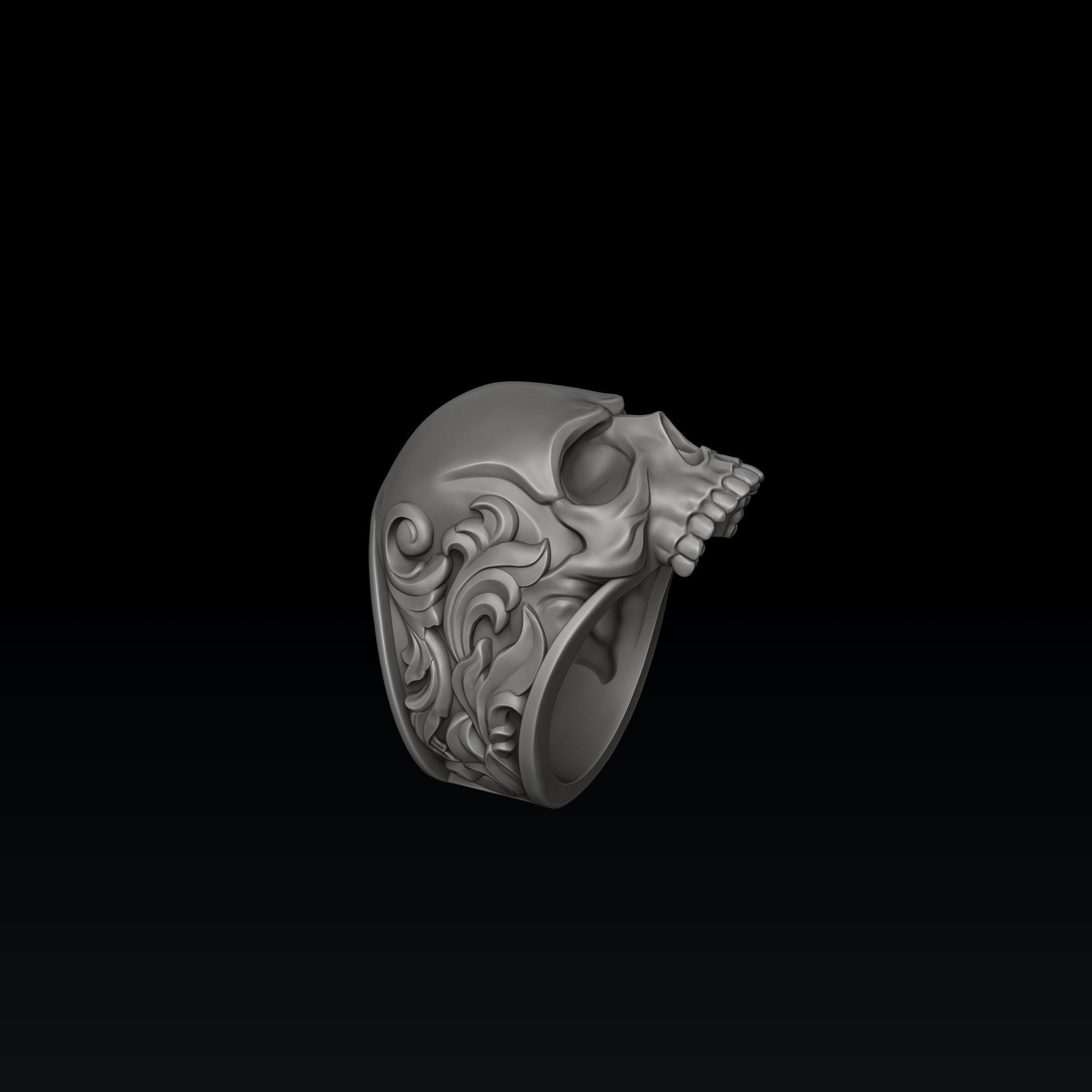 Ornamental Skull Ring 3D print model_2