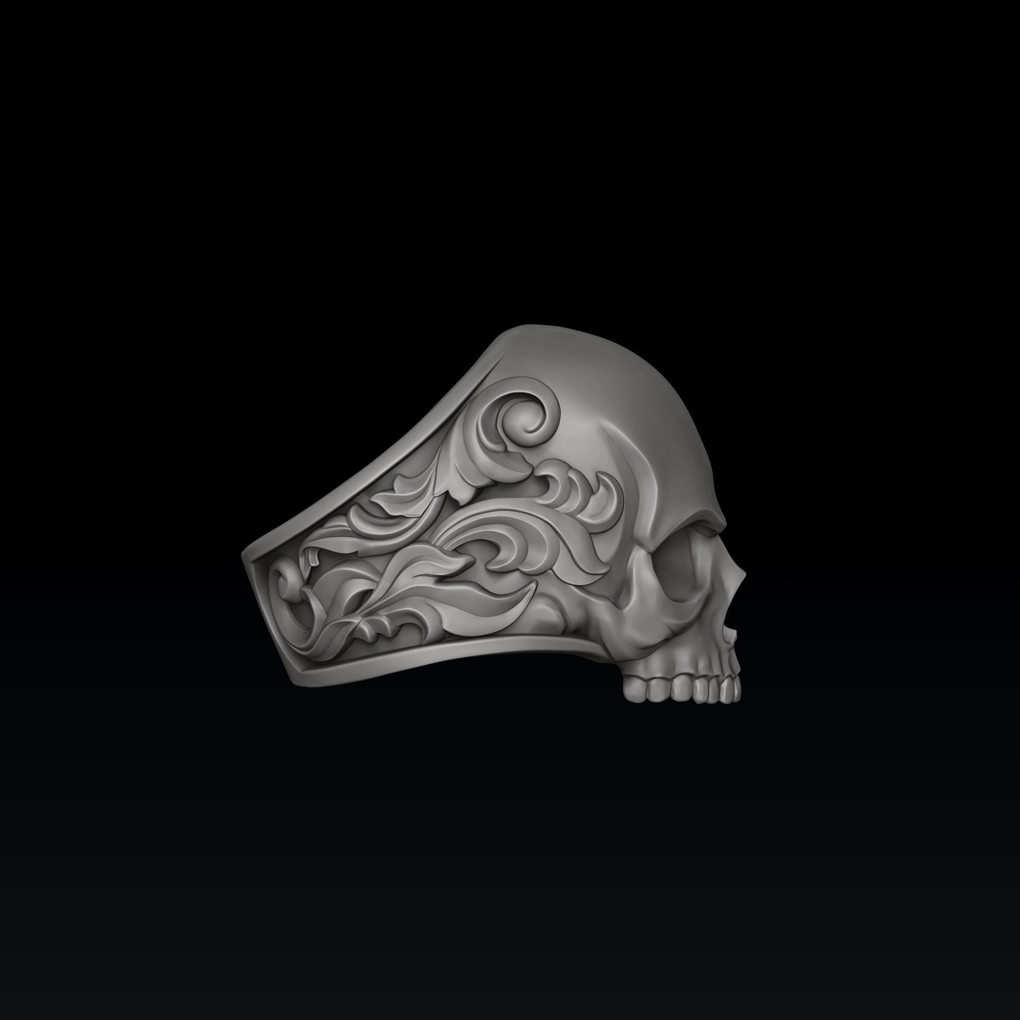 Ornamental Skull Ring 3D print model_7