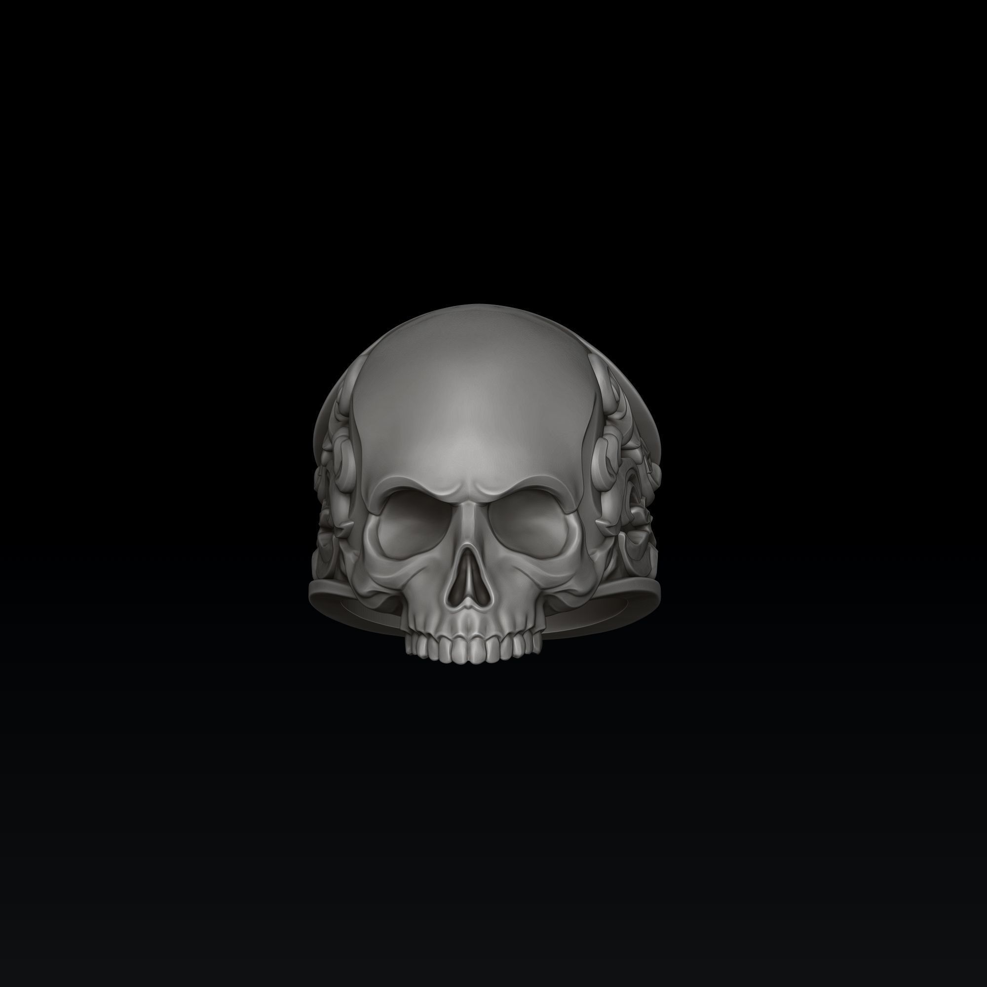 Ornamental Skull Ring 3D print model_5