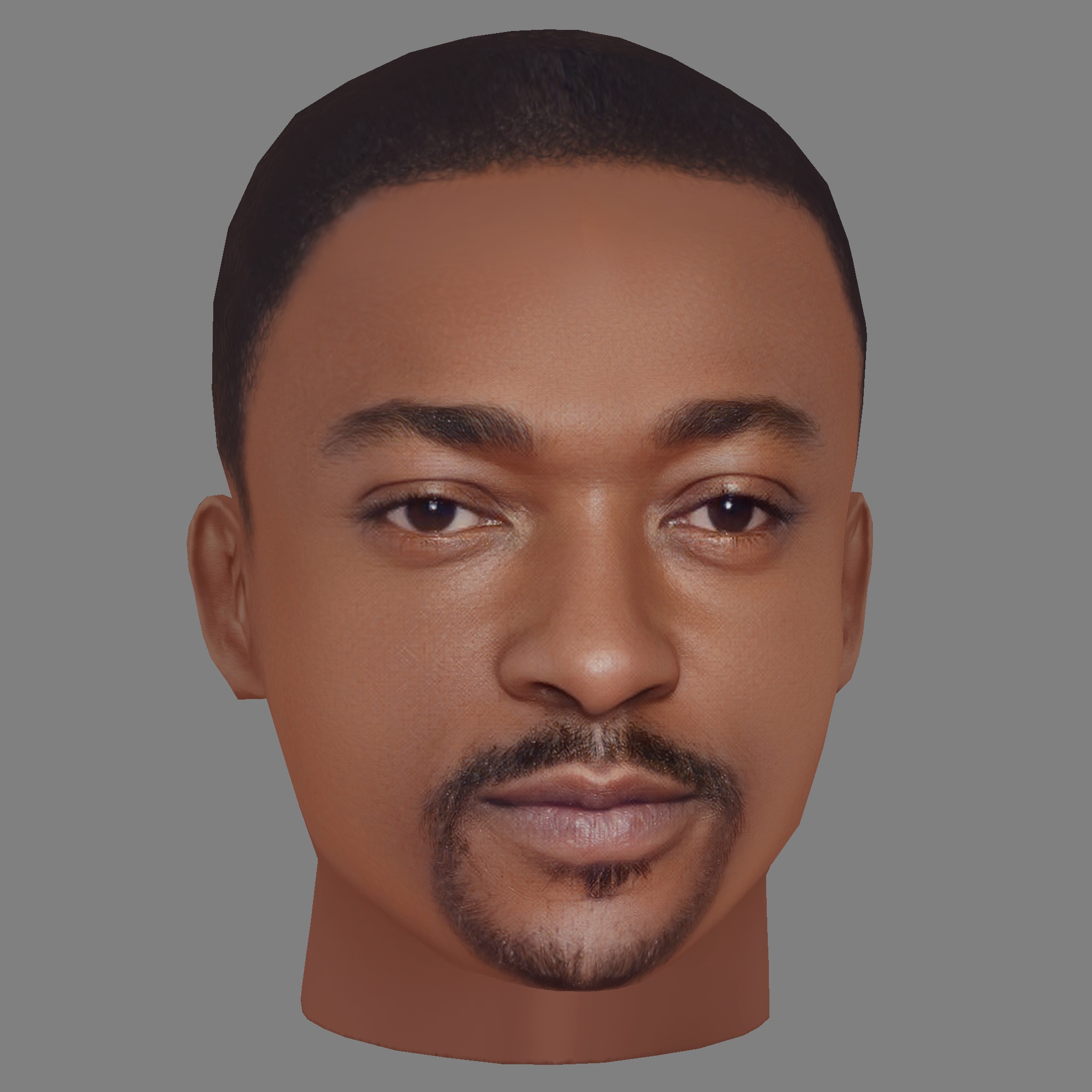 Anthony Mackie Head - Low poly head for game Low-poly 3D model_6
