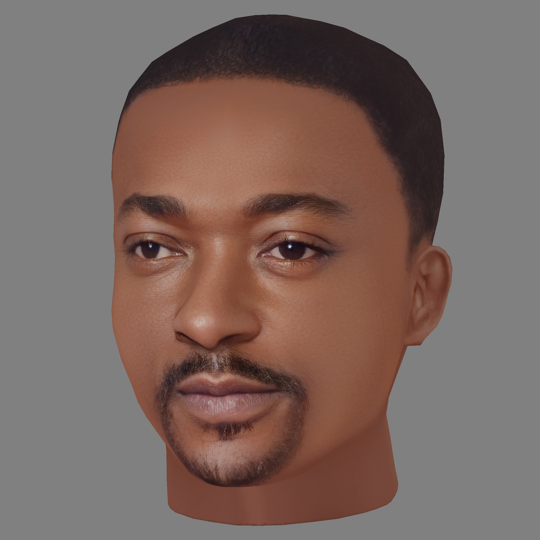 Anthony Mackie Head - Low poly head for game Low-poly 3D model_1