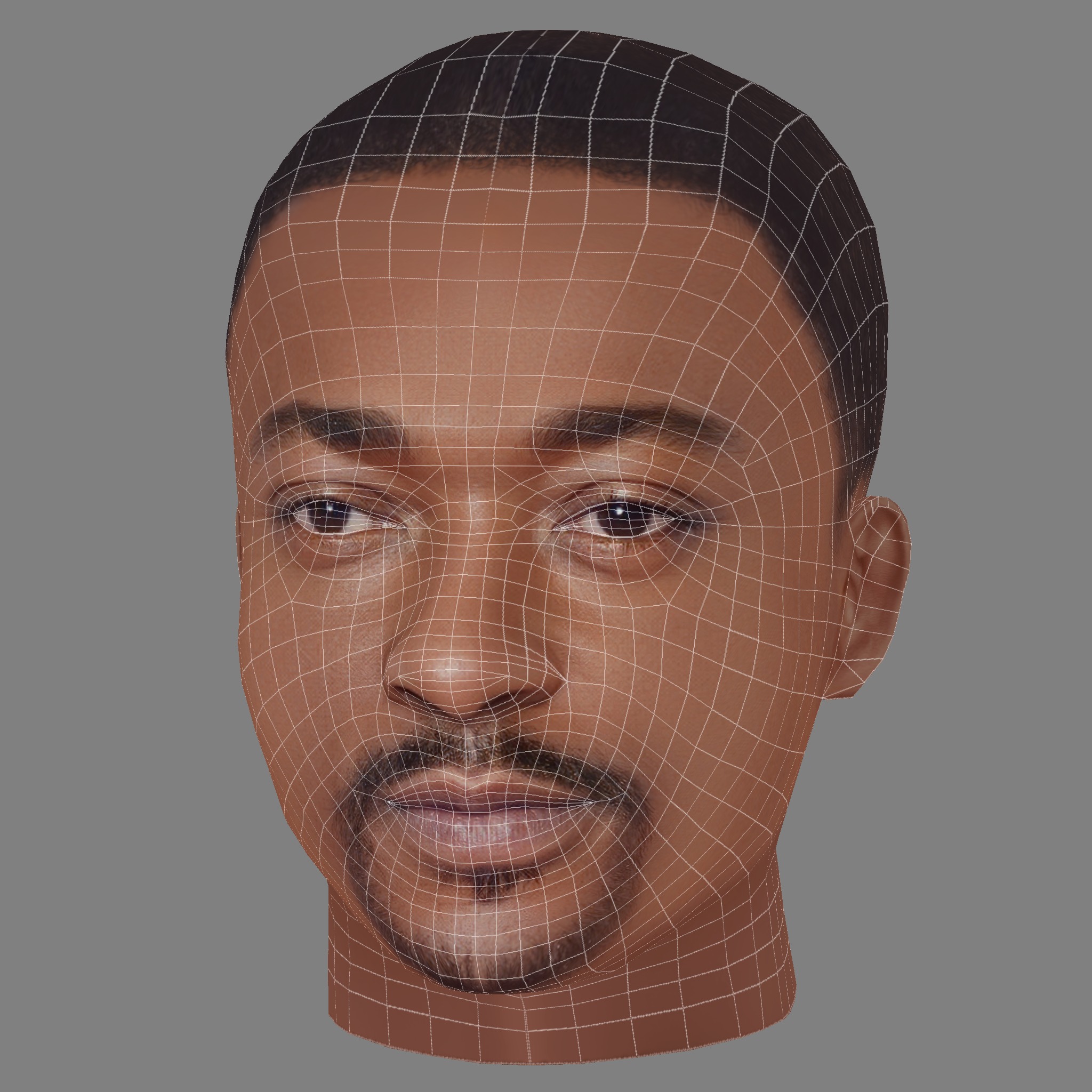 Anthony Mackie Head - Low poly head for game Low-poly 3D model_7