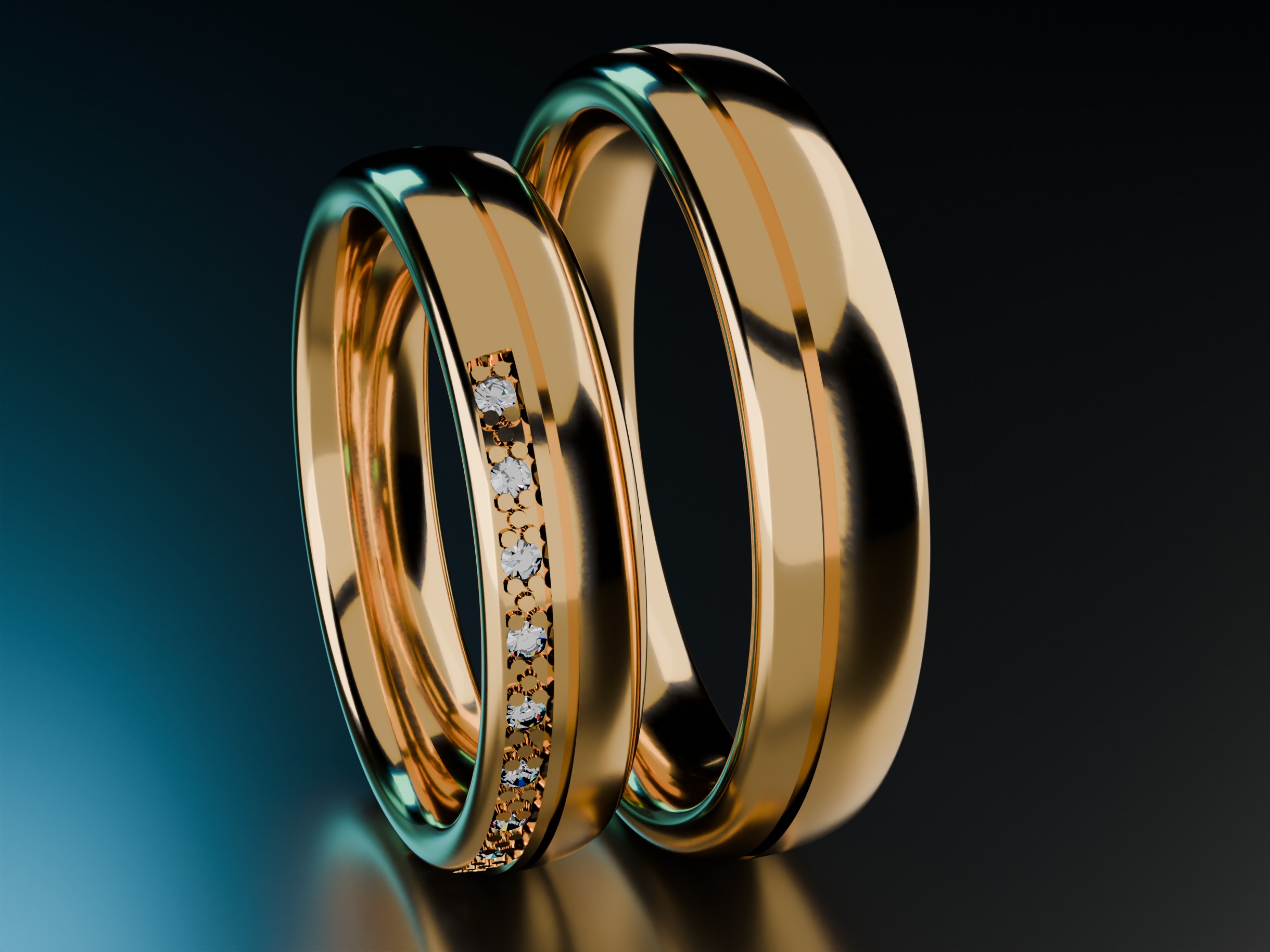 Wedding rings Free 3D print model_3