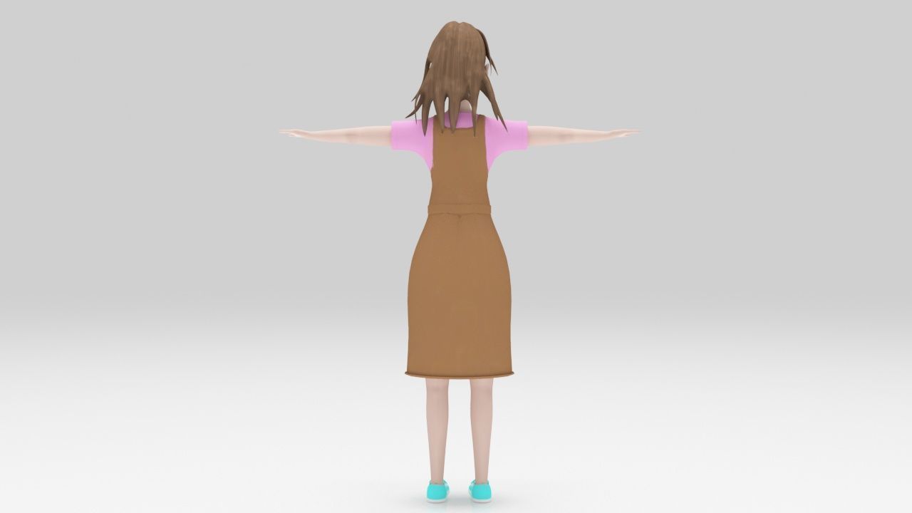 Character Kari Rigged lowpolys  Low-poly 3D model_2