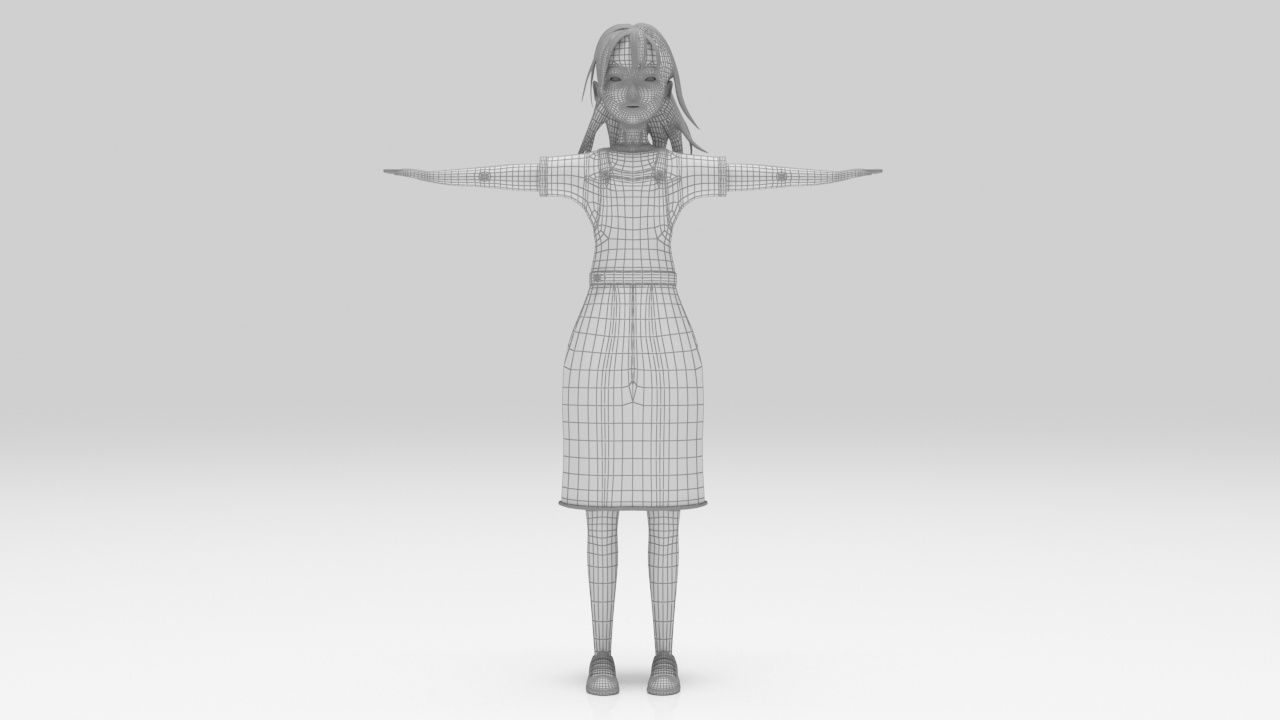 Character Kari Rigged lowpolys  Low-poly 3D model_9