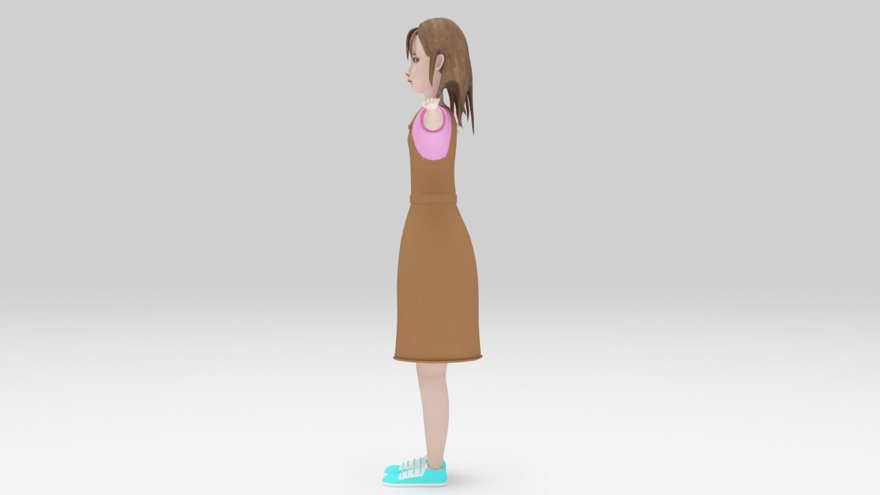 Character Kari Rigged lowpolys  Low-poly 3D model_3