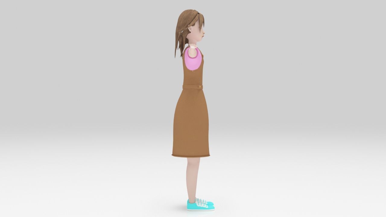 Character Kari Rigged lowpolys  Low-poly 3D model_1