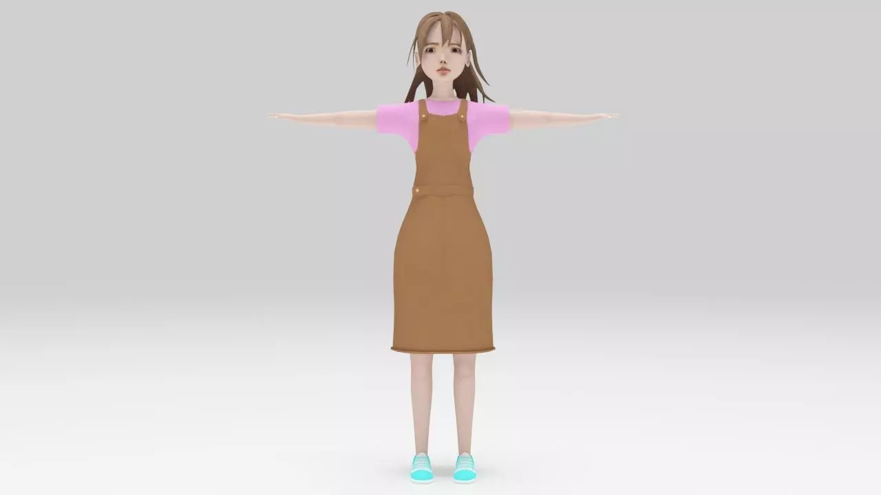 Character Kari Rigged lowpolys  Low-poly 3D model_0