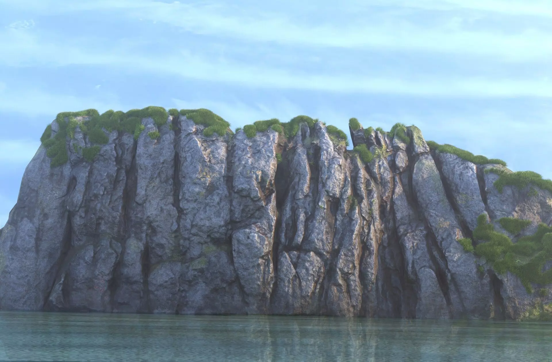 Coastal cliff Low-poly 3D model_0