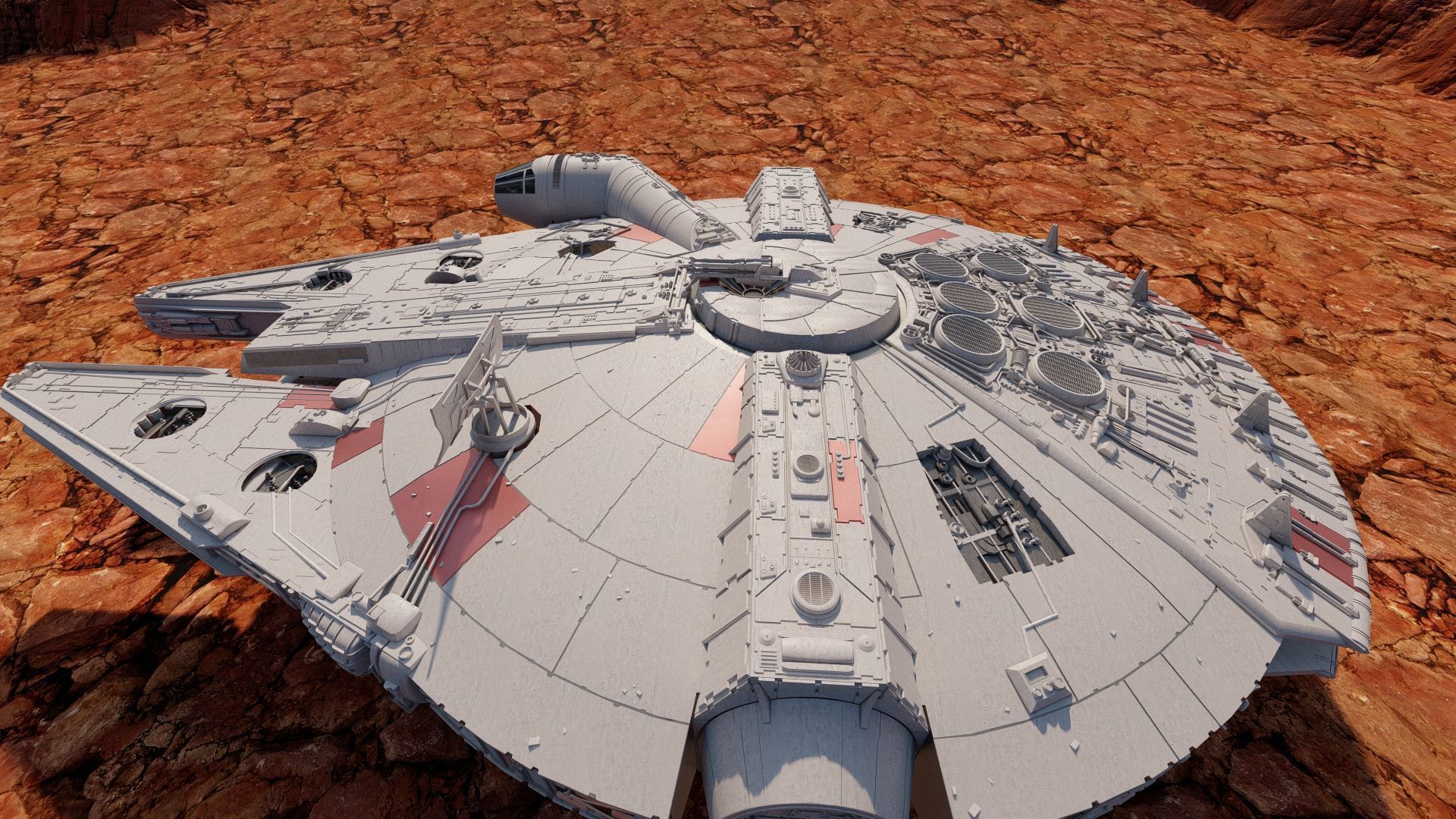 Millennium Falcon with Interior 3D model_2