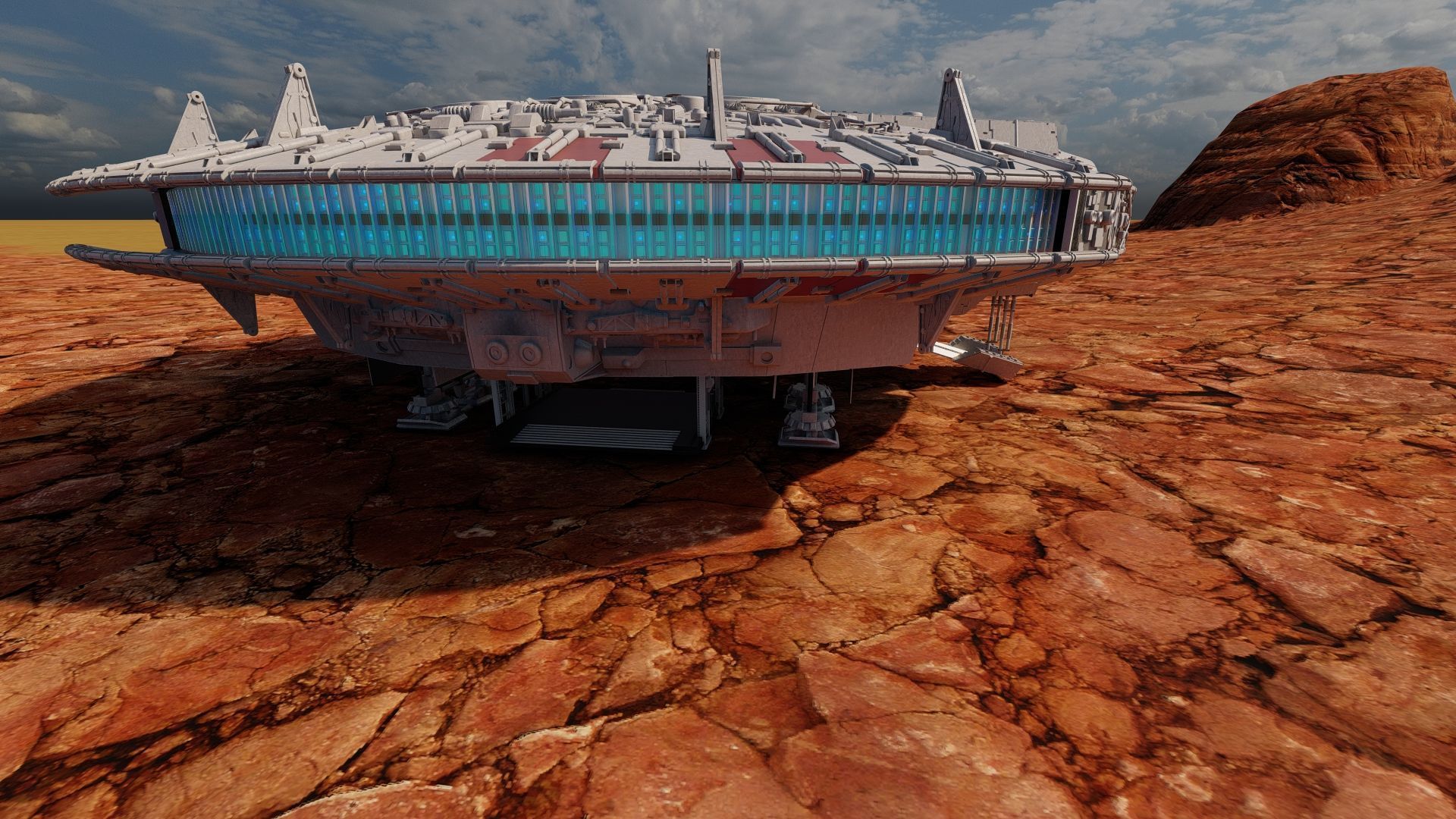 Millennium Falcon with Interior 3D model_4