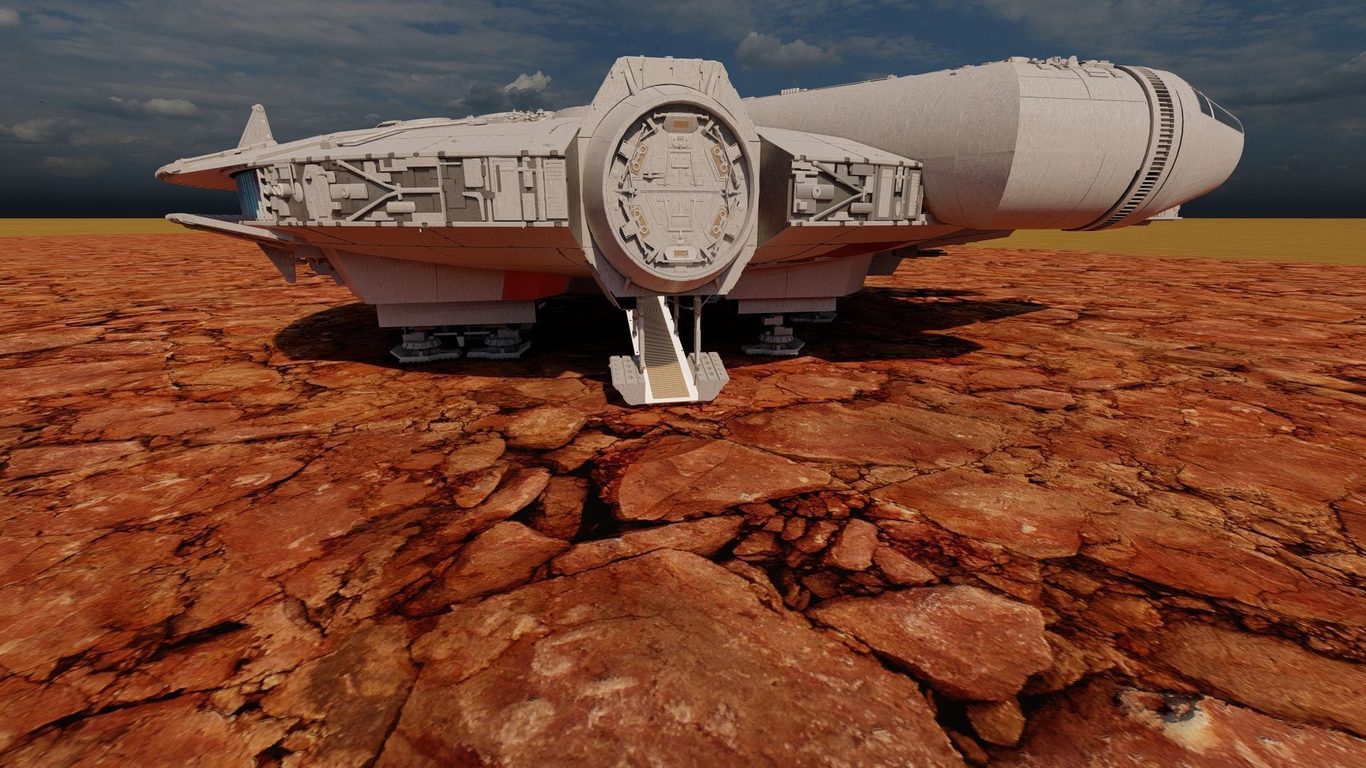 Millennium Falcon with Interior 3D model_5