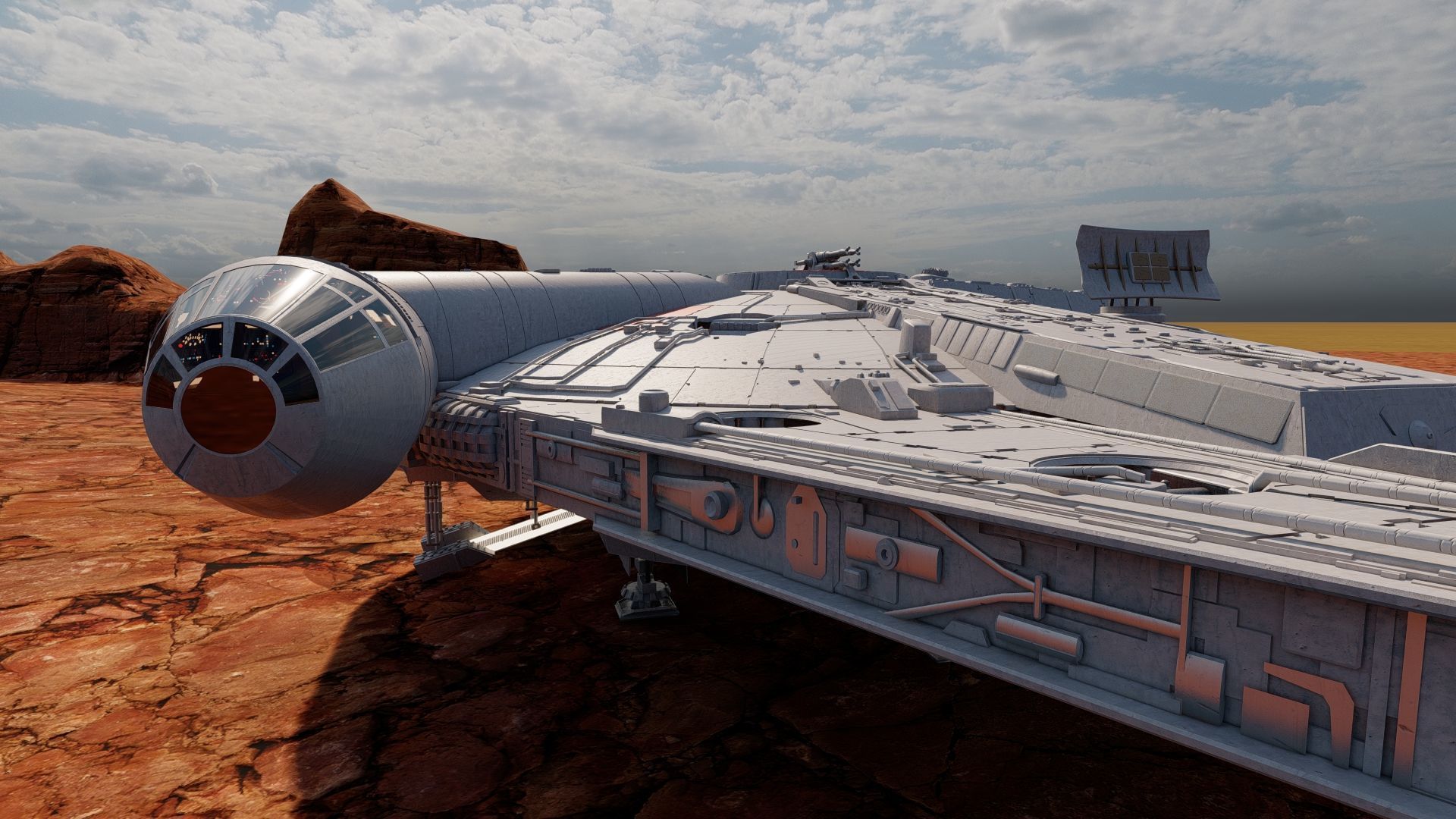 Millennium Falcon with Interior 3D model_16