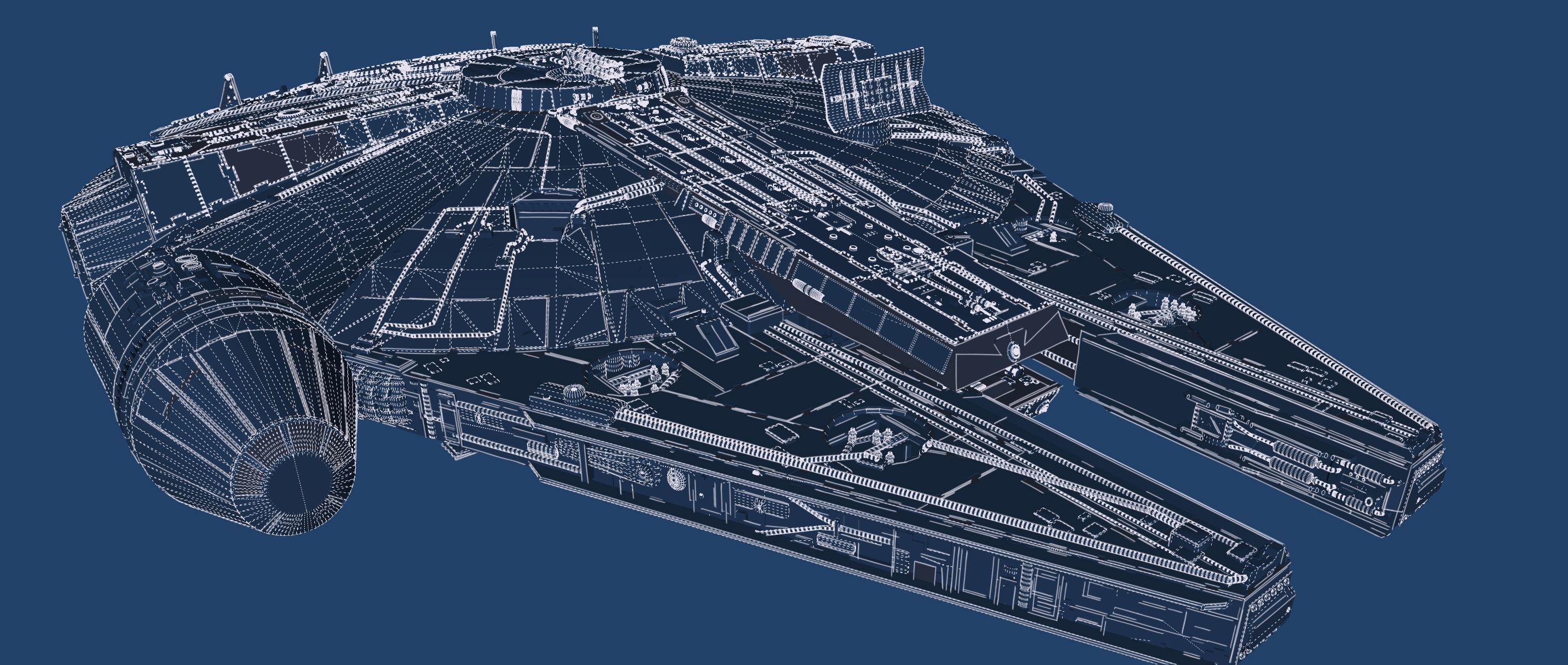 Millennium Falcon with Interior 3D model_44