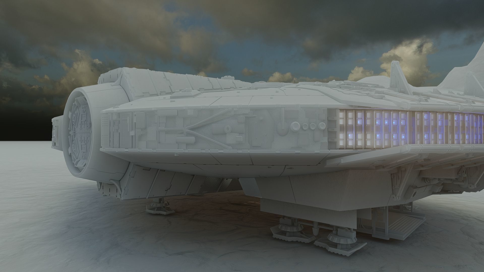 Millennium Falcon with Interior 3D model_35