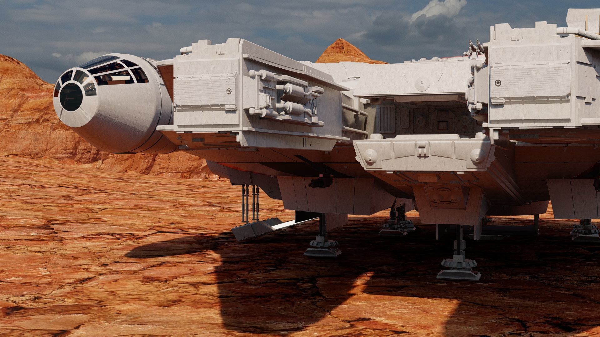 Millennium Falcon with Interior 3D model_6