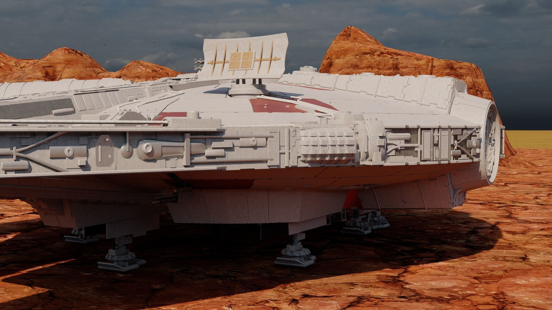 Millennium Falcon with Interior 3D model_7