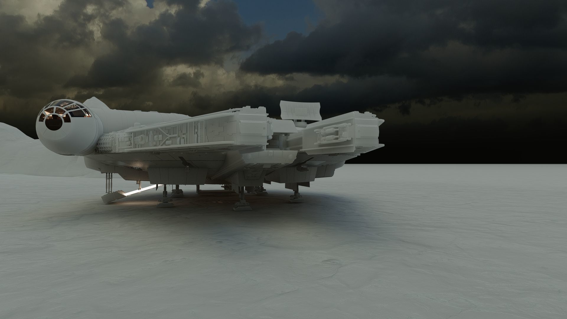 Millennium Falcon with Interior 3D model_38
