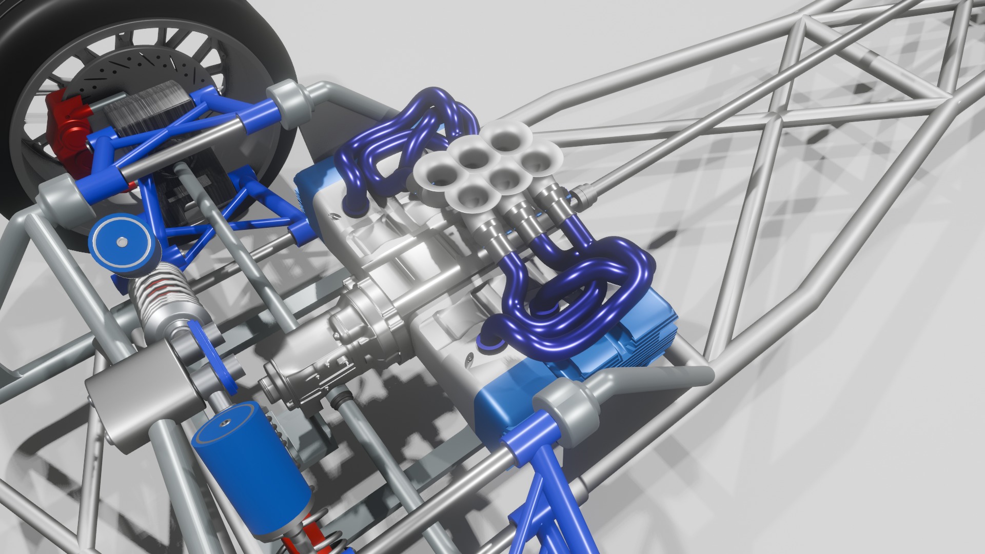 race car chassis-suspension-engine 3D model_2