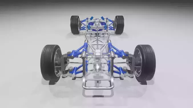 race car chassis-suspension-engine 3D model