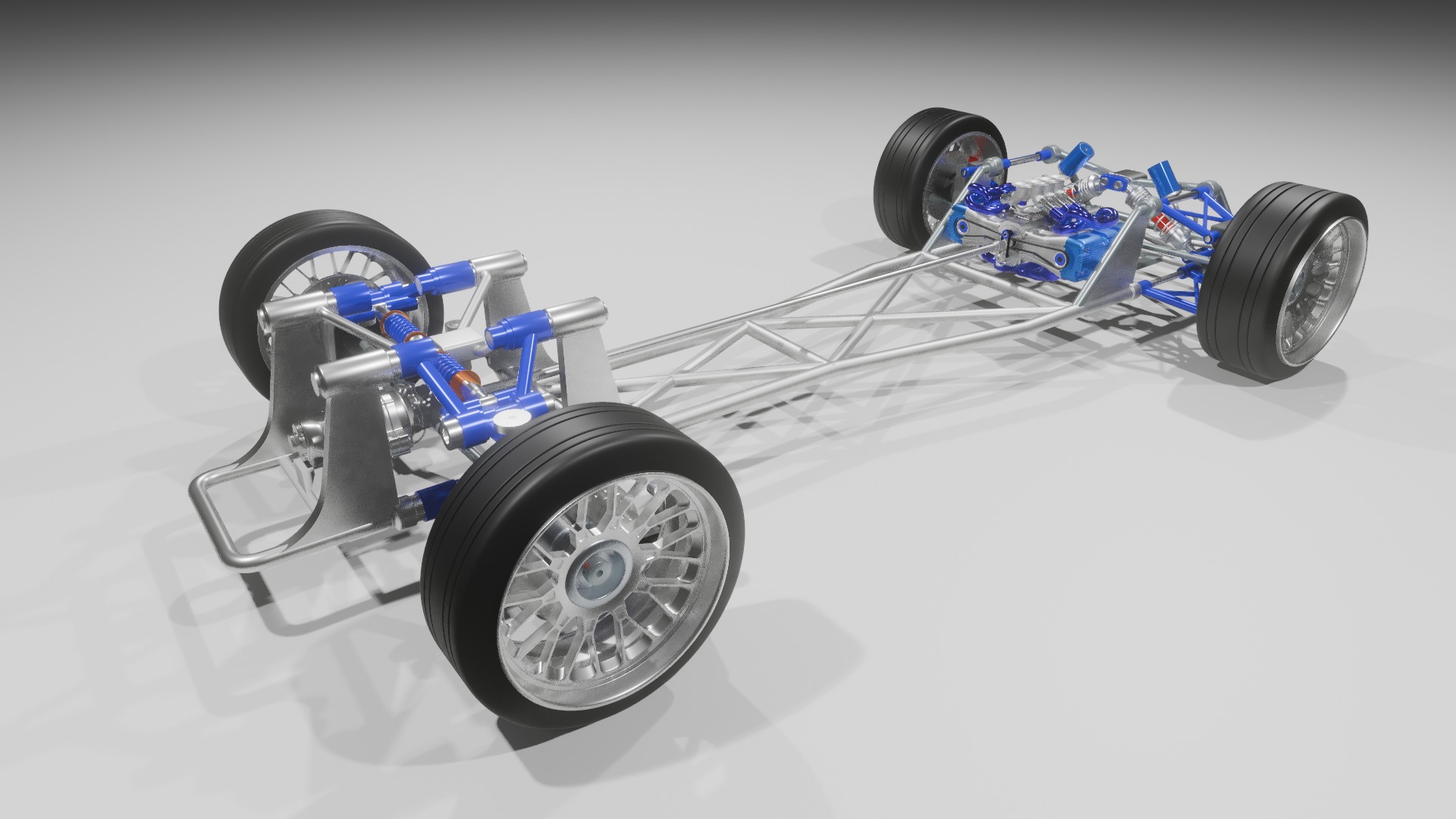 race car chassis-suspension-engine 3D model_4