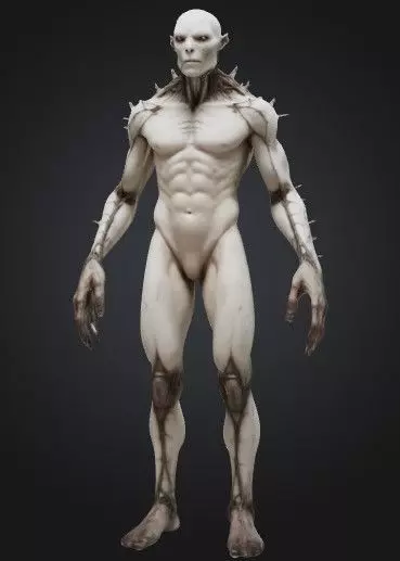 white humanoid creature 3D model_0
