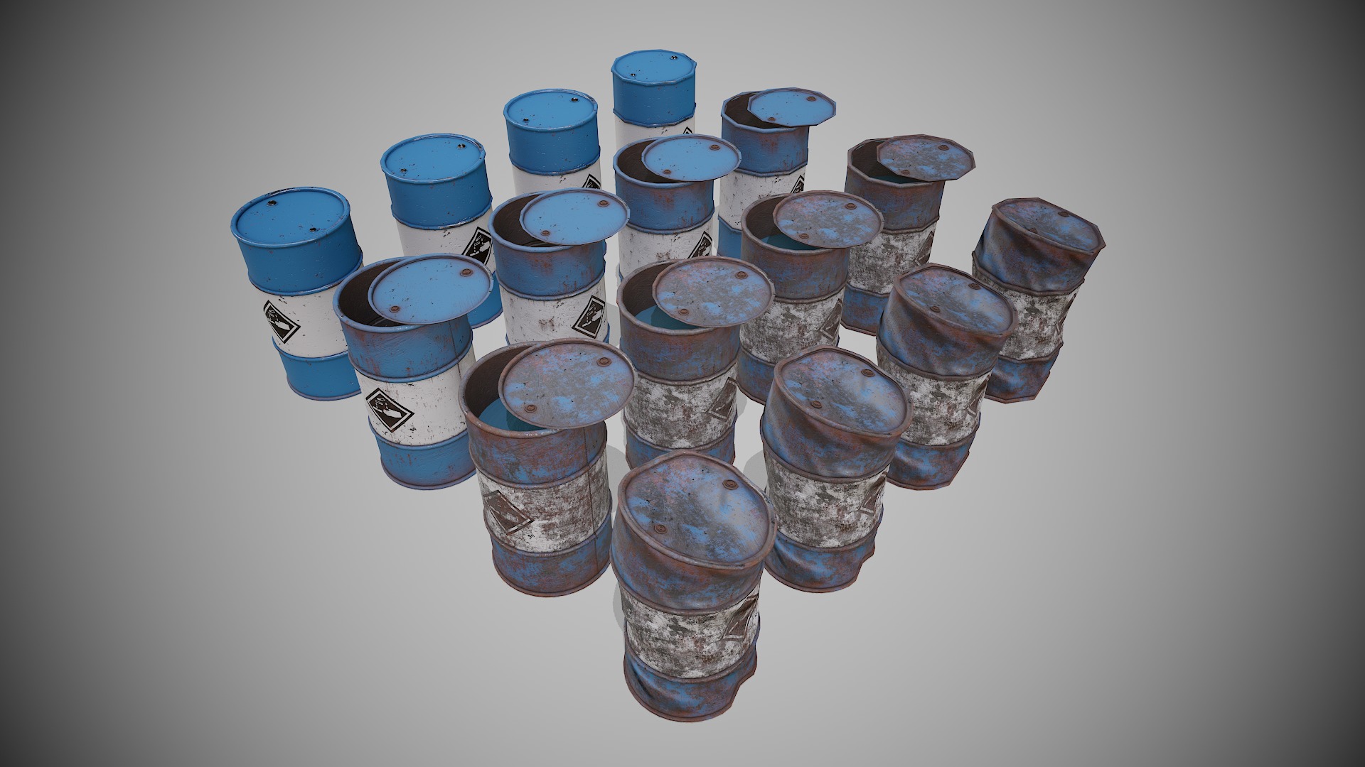 Barrels big pack  Low-poly 3D model_17
