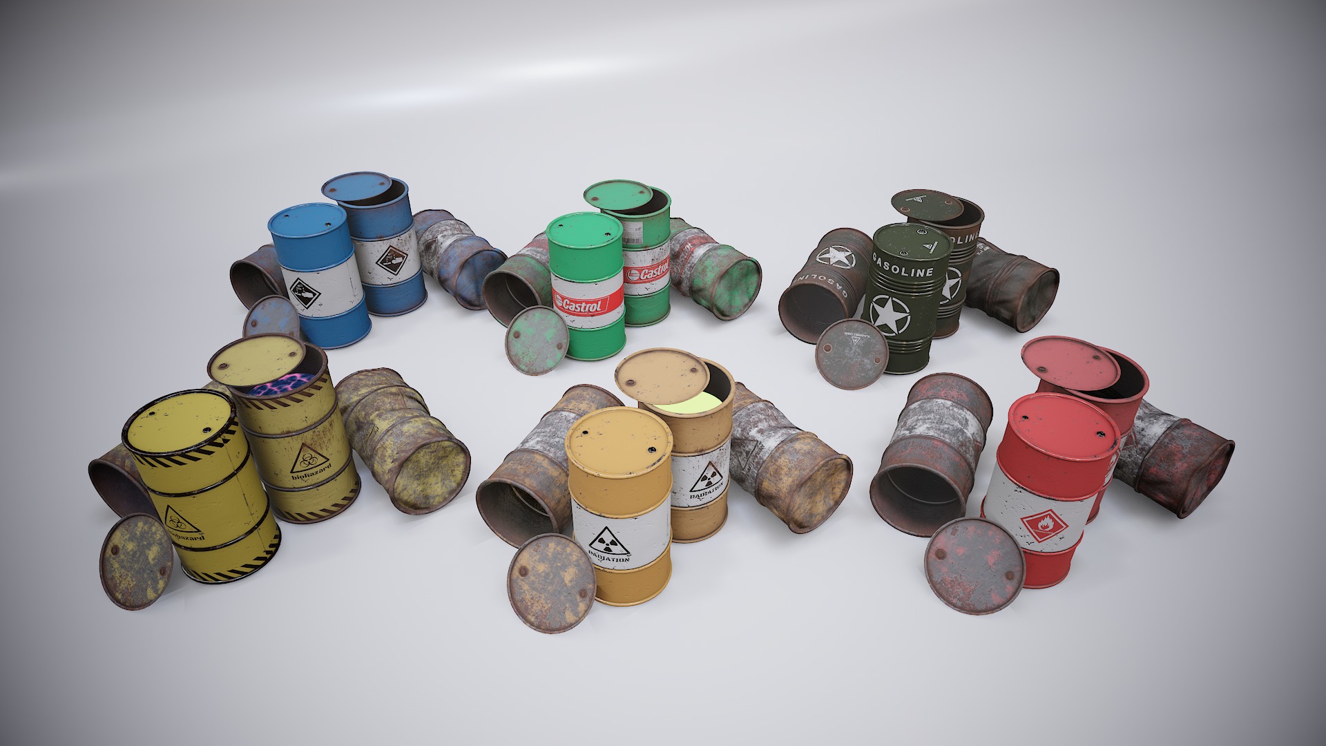 Barrels big pack  Low-poly 3D model_9