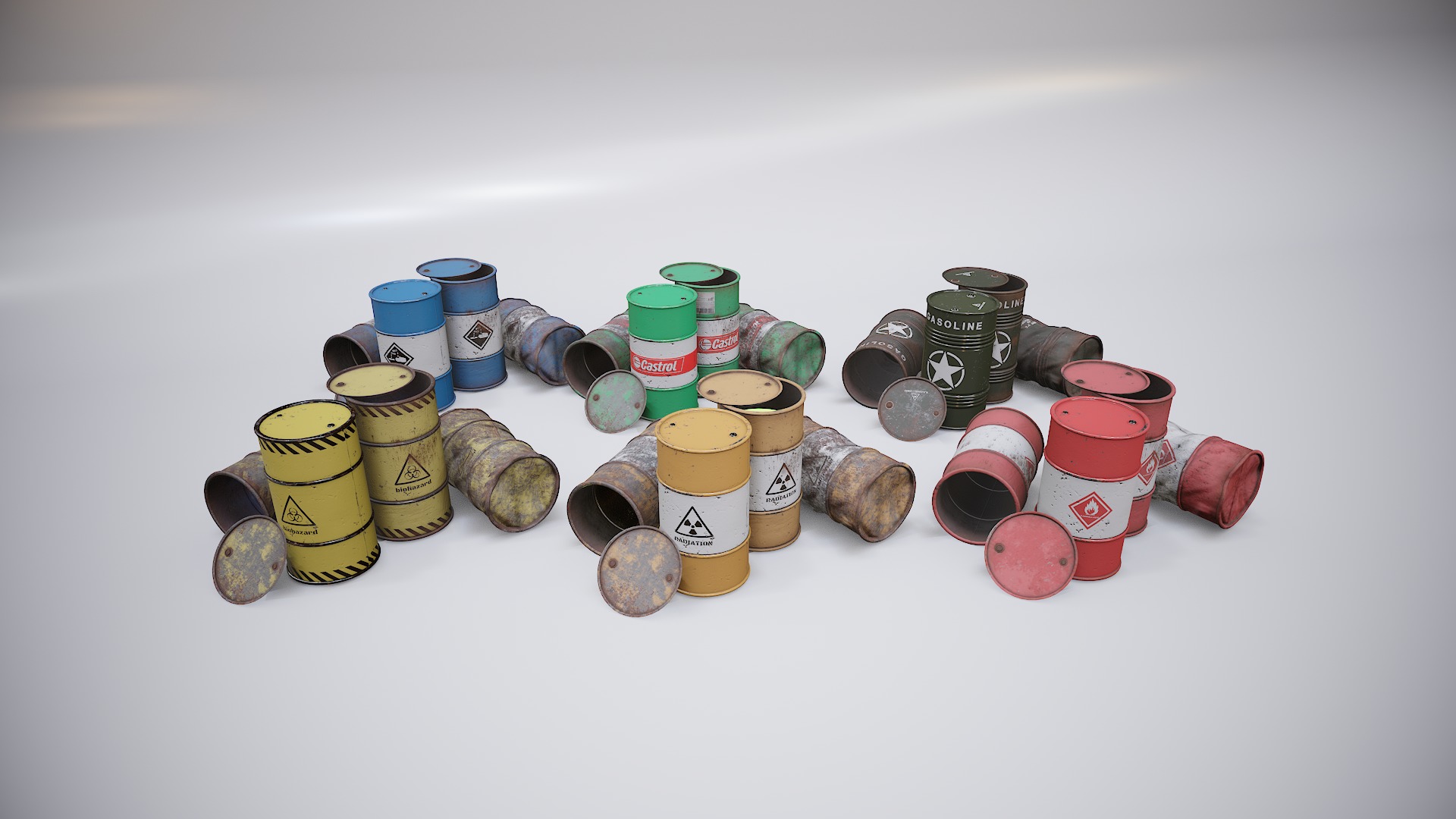 Barrels big pack  Low-poly 3D model_8
