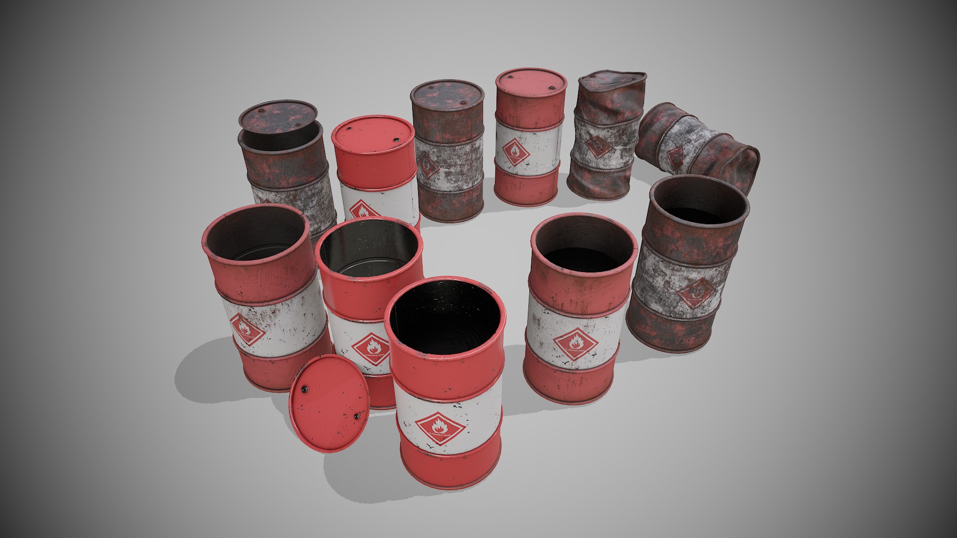 Barrels big pack  Low-poly 3D model_15