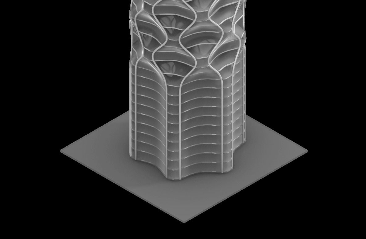 Futuristic Architectural Tower - Nature inspired design 3D model_1