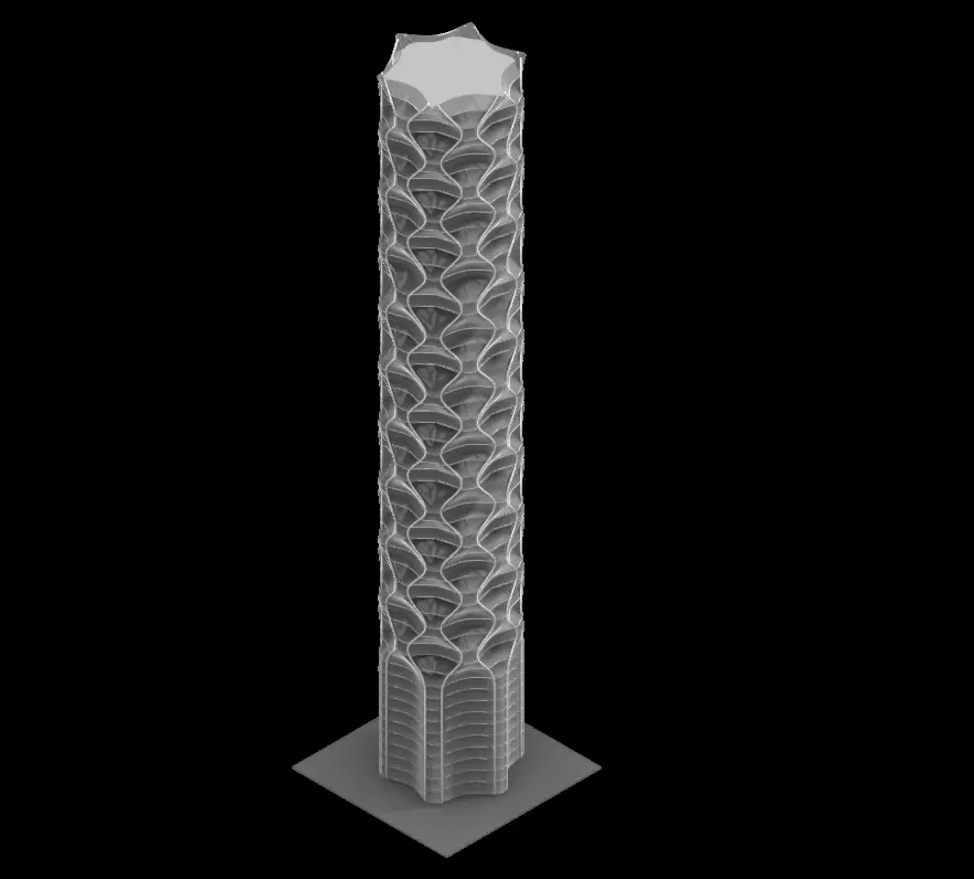 Futuristic Architectural Tower - Nature inspired design 3D model_0