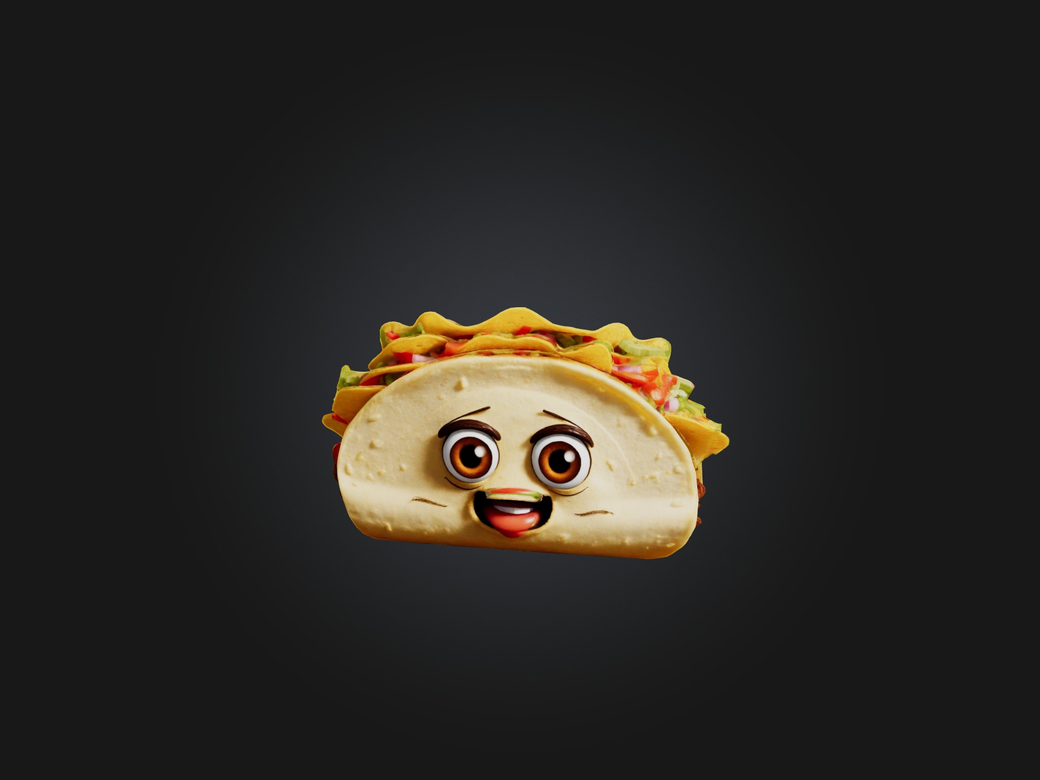 Cartoon Taco Low-poly 3D model_1