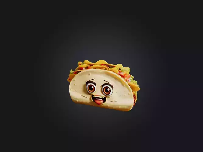 Cartoon Taco Low-poly 3D model