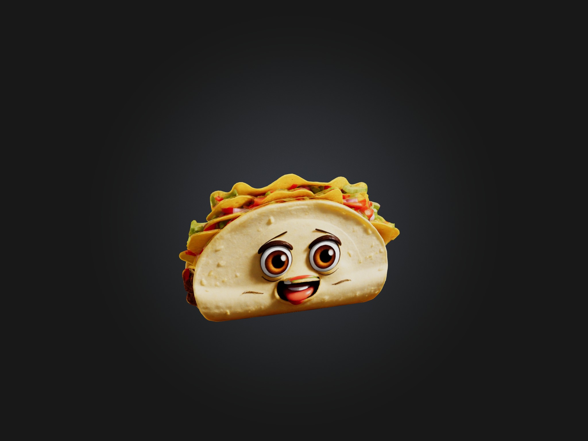 Cartoon Taco Low-poly 3D model_4