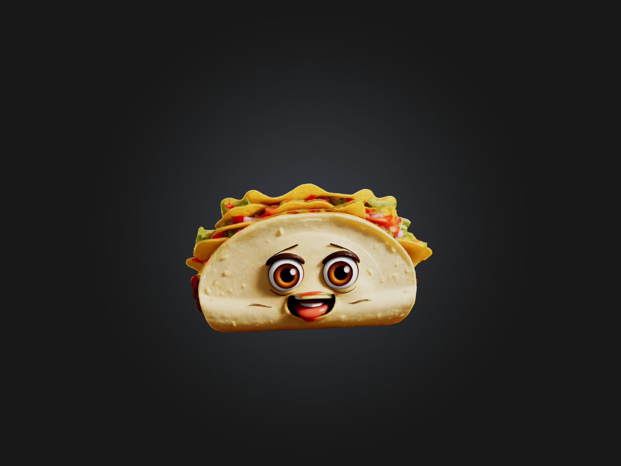 Cartoon Taco Low-poly 3D model_3